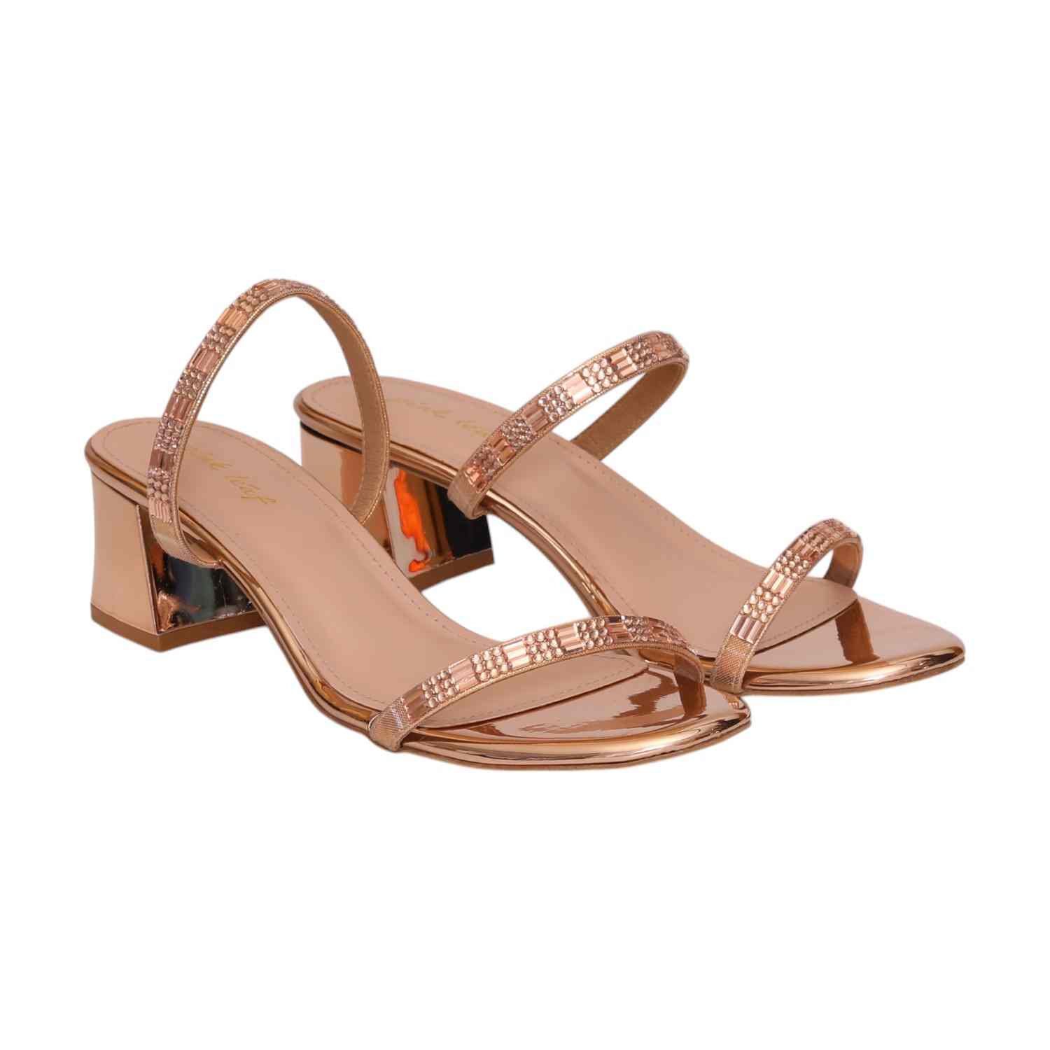 Women Sultan Rose Gold Strappy Heel Sandals