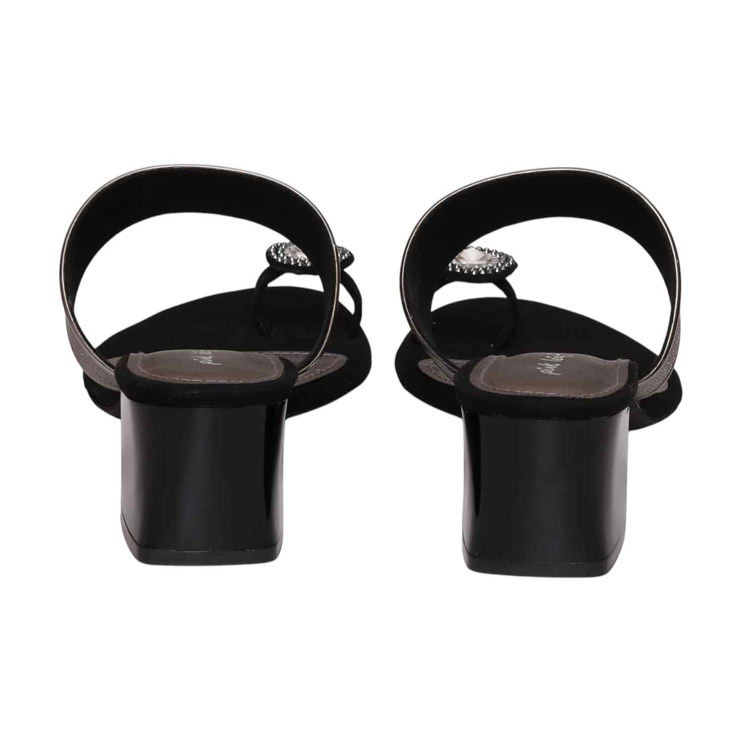 Women Black Toe Ring Heel Sandals