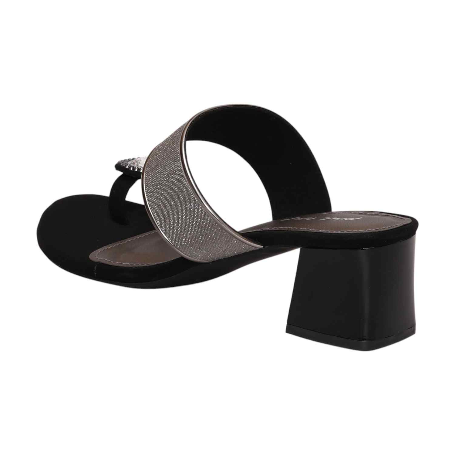 Women Black Toe Ring Heel Sandals