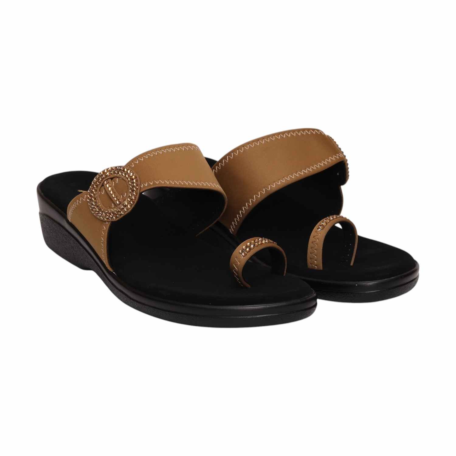 Women Brown Chic Toe Ring Sandals