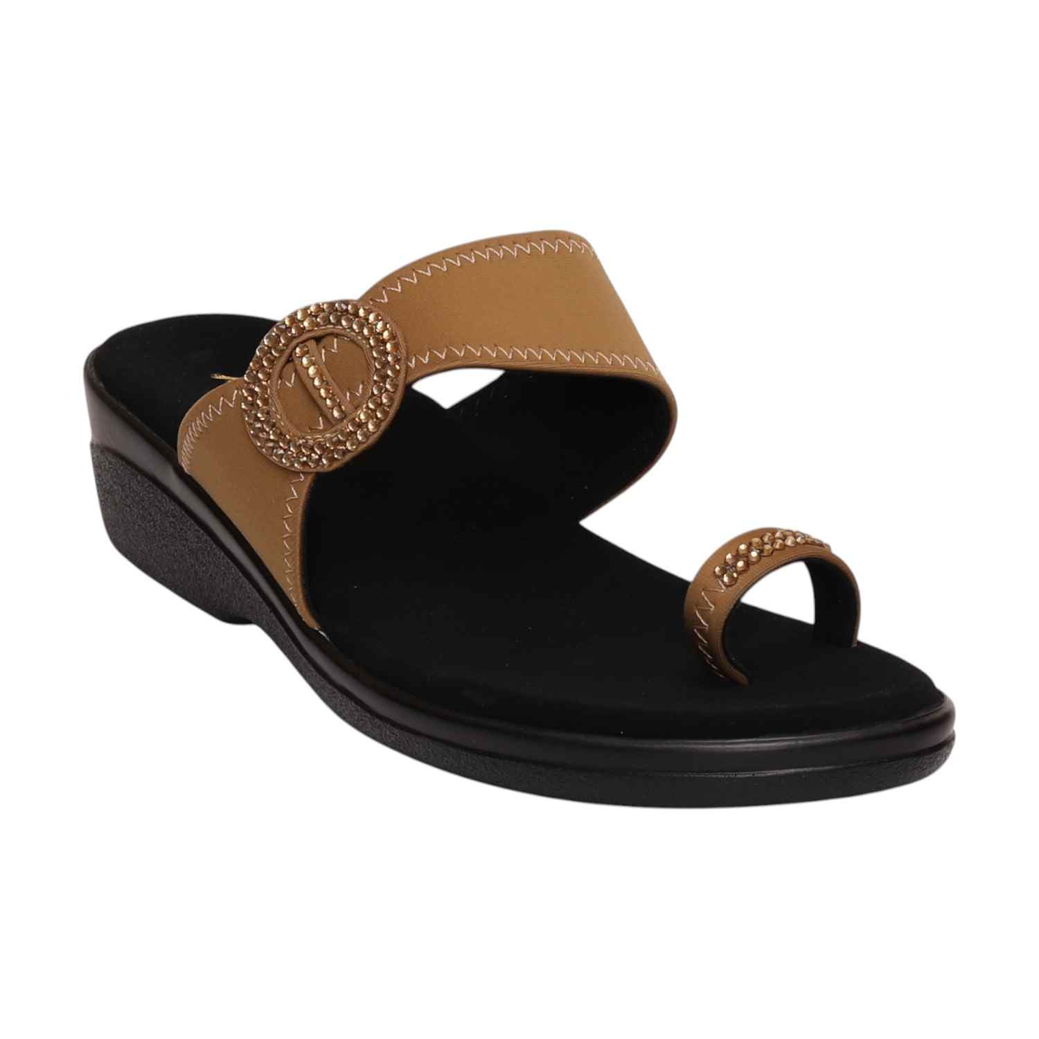 Women Brown Chic Toe Ring Sandals