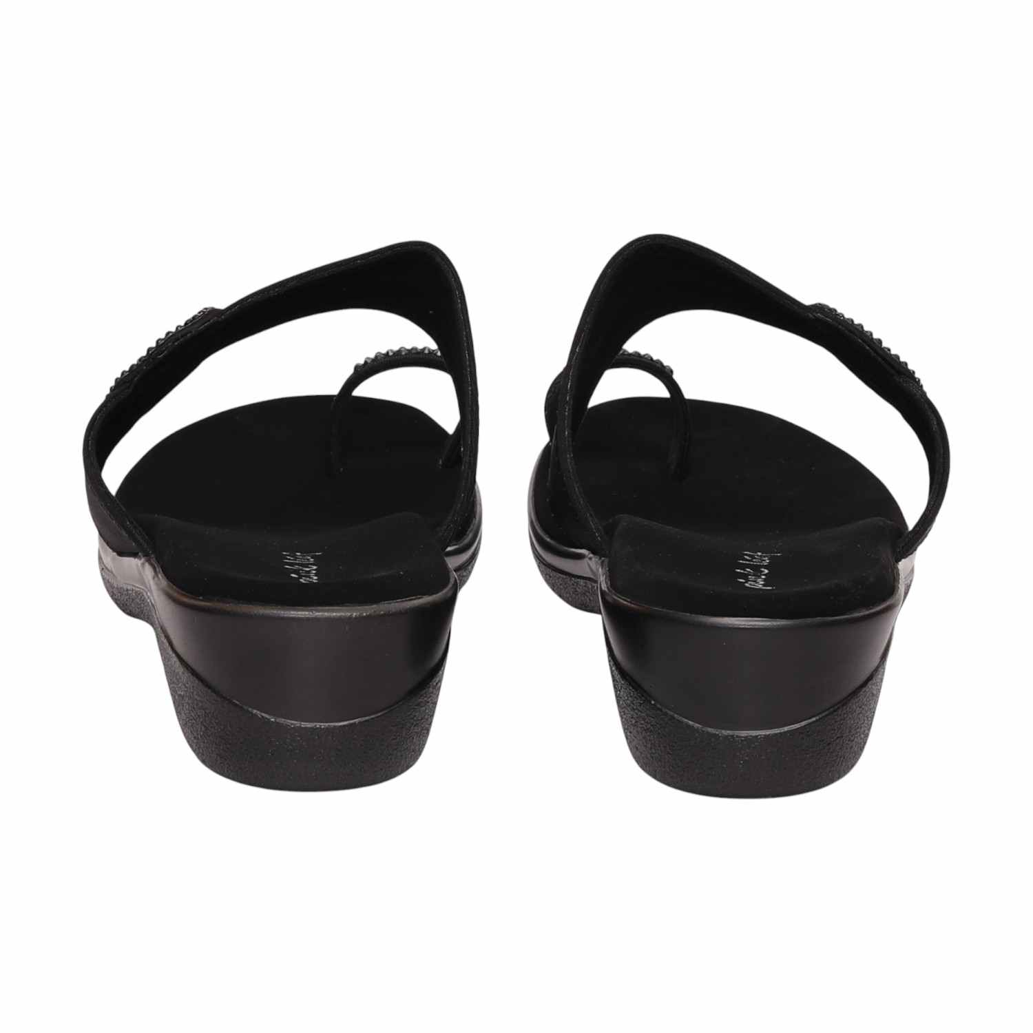 Women Black Chic Toe Ring Sandals