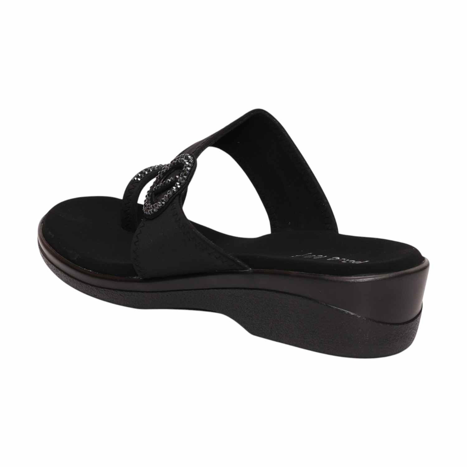 Women Black Chic Toe Ring Sandals