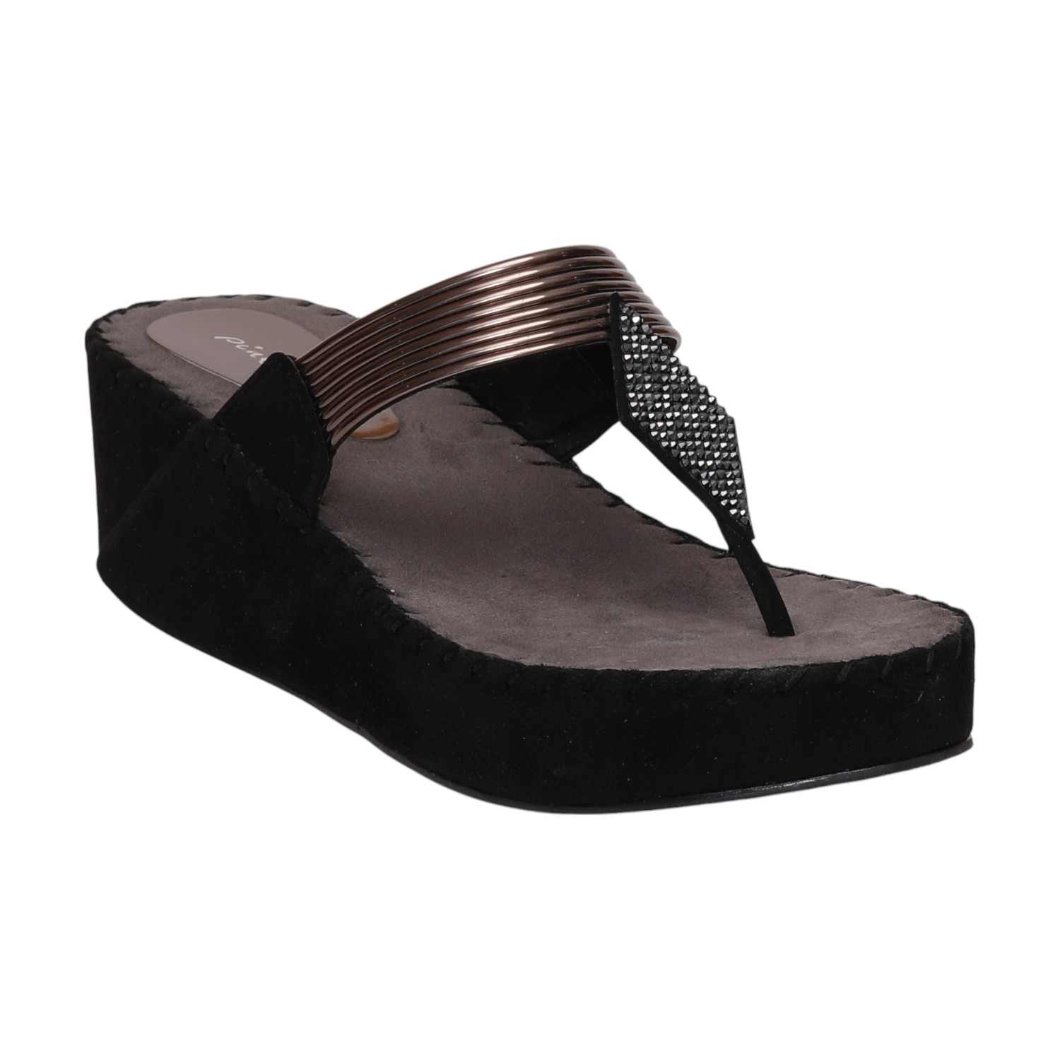 Women Black Wedges Fashion Flat