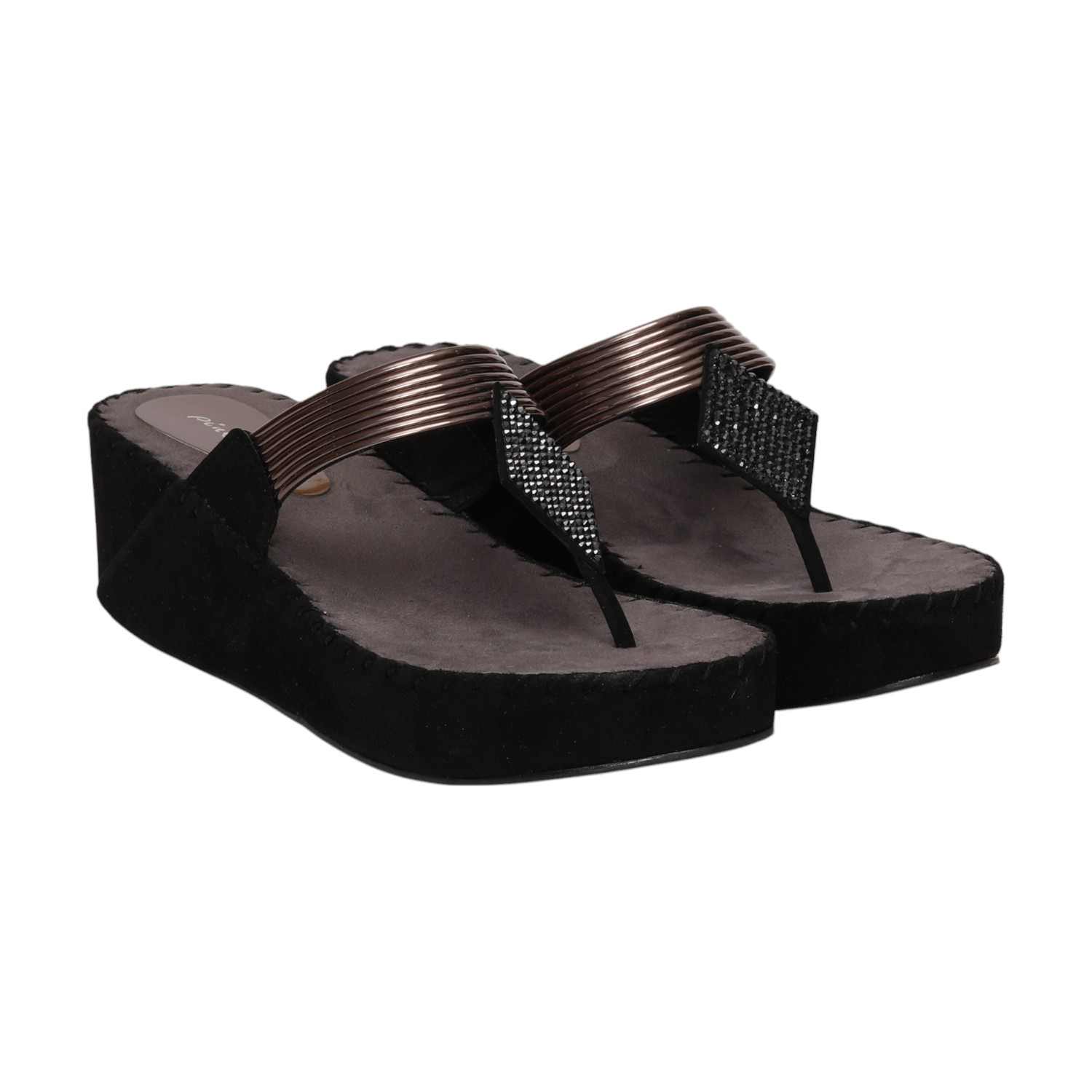 Women Black Wedges Fashion Flat