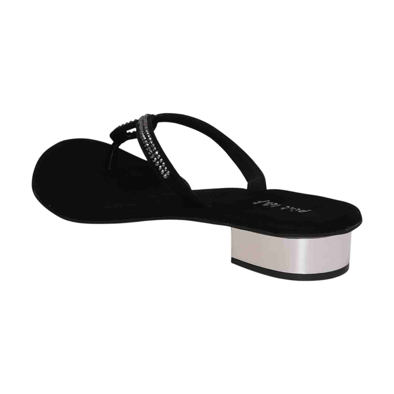 Women Black Crystal-Embellished Heel Sandals