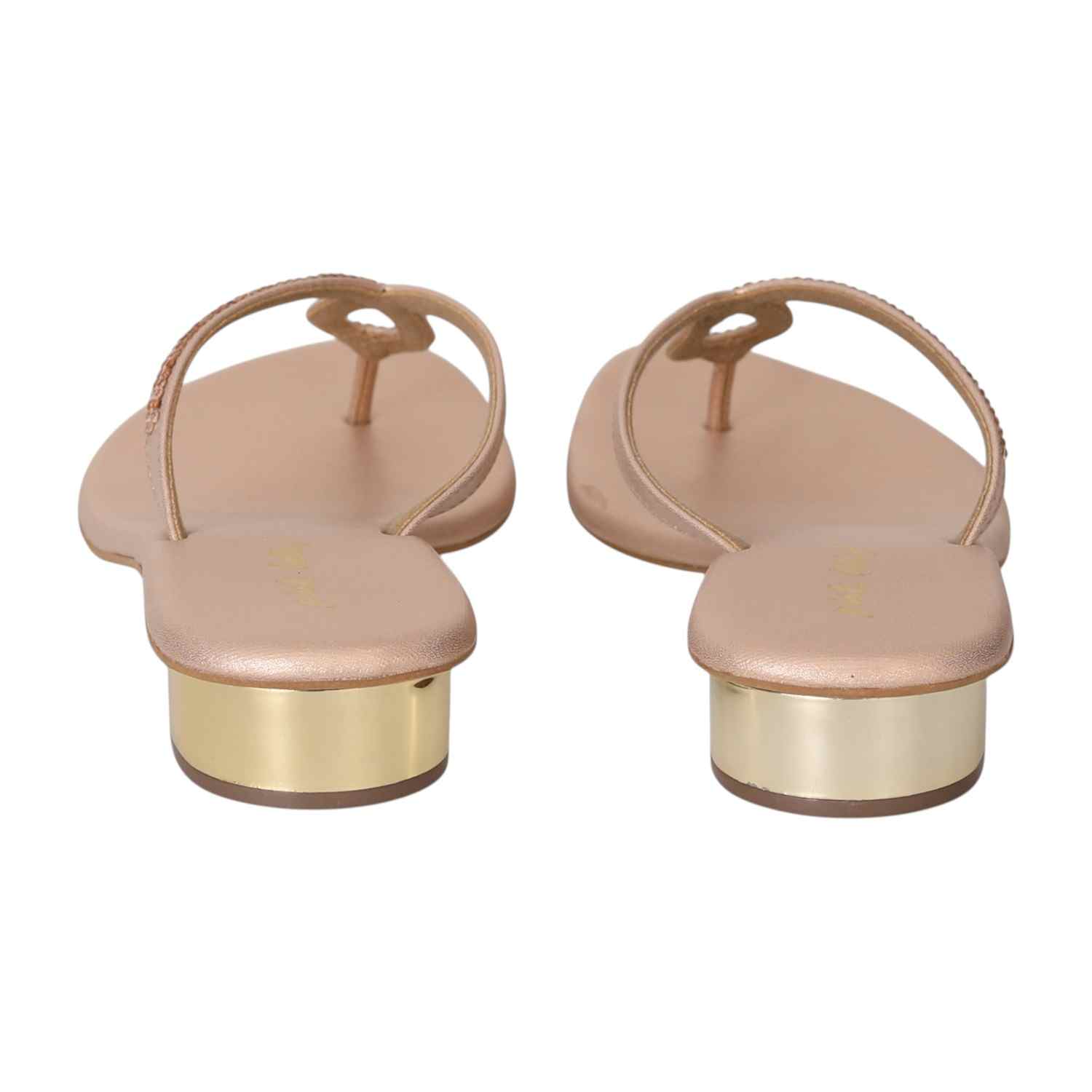 Women Rose Gold Dazzle Toe-Ring Flats