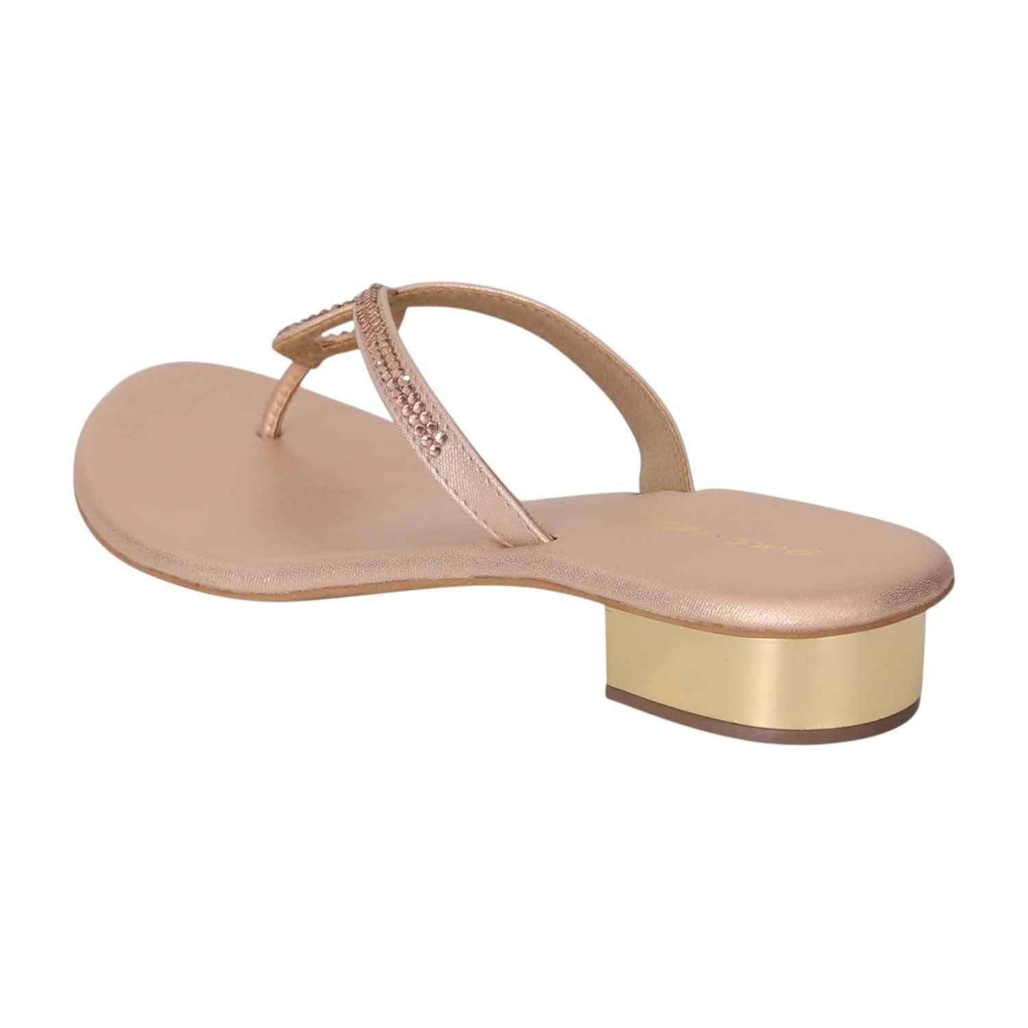 Women Rose Gold Dazzle Toe-Ring Flats