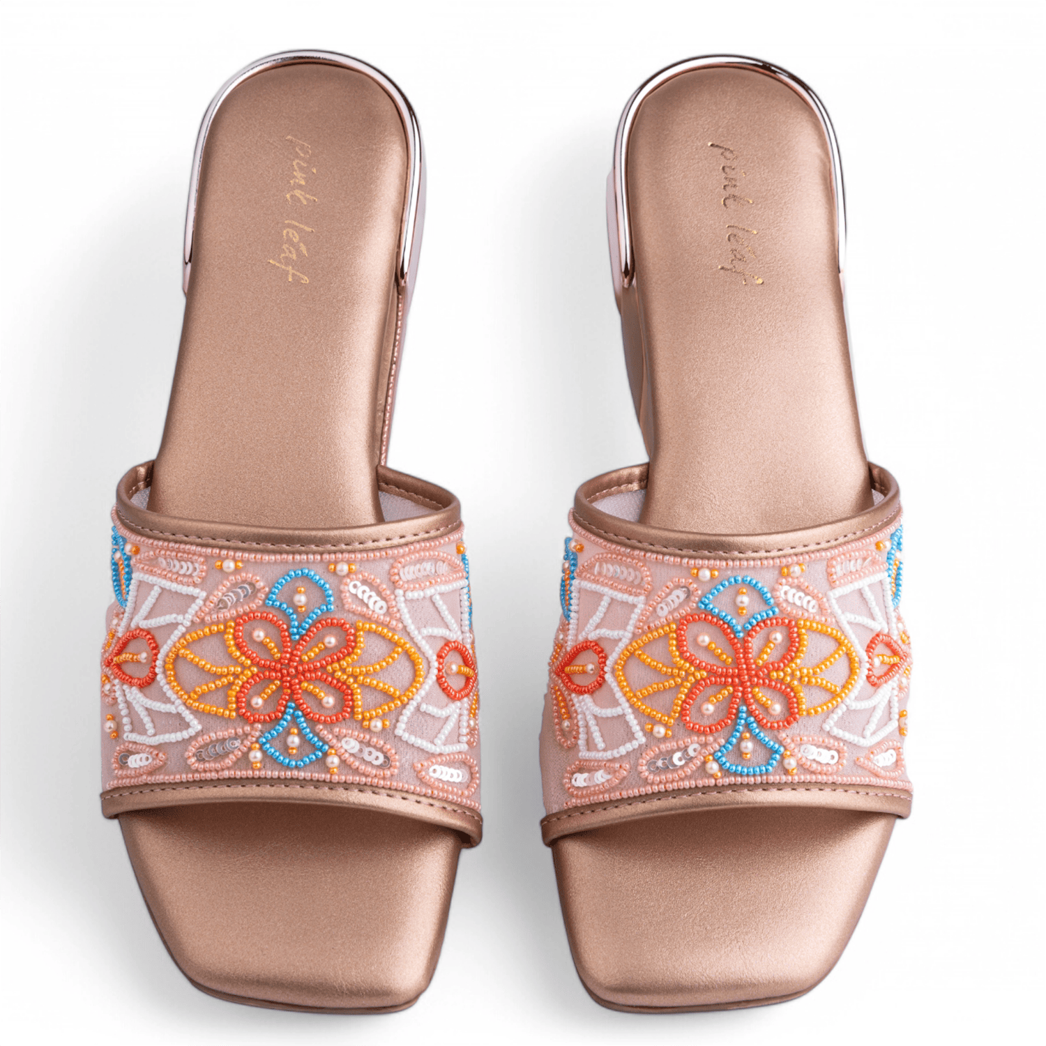 Multicolour Beadwork  Sandal Heels