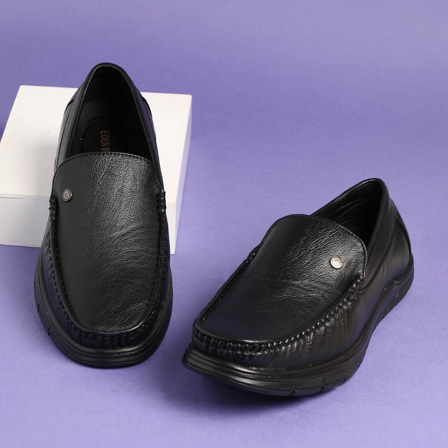 Men Black Casual Slip-Ons