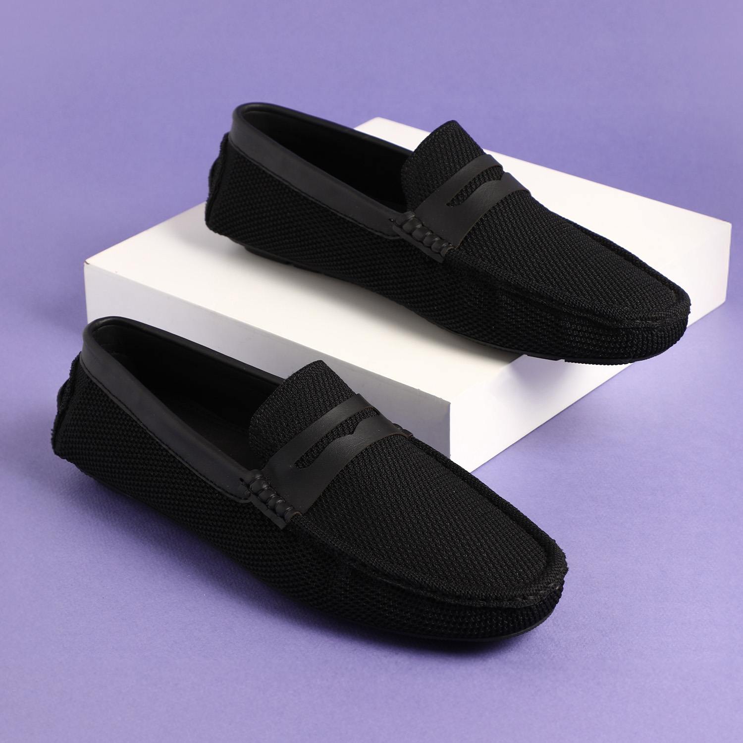 Men Black Casual Slip-Ons