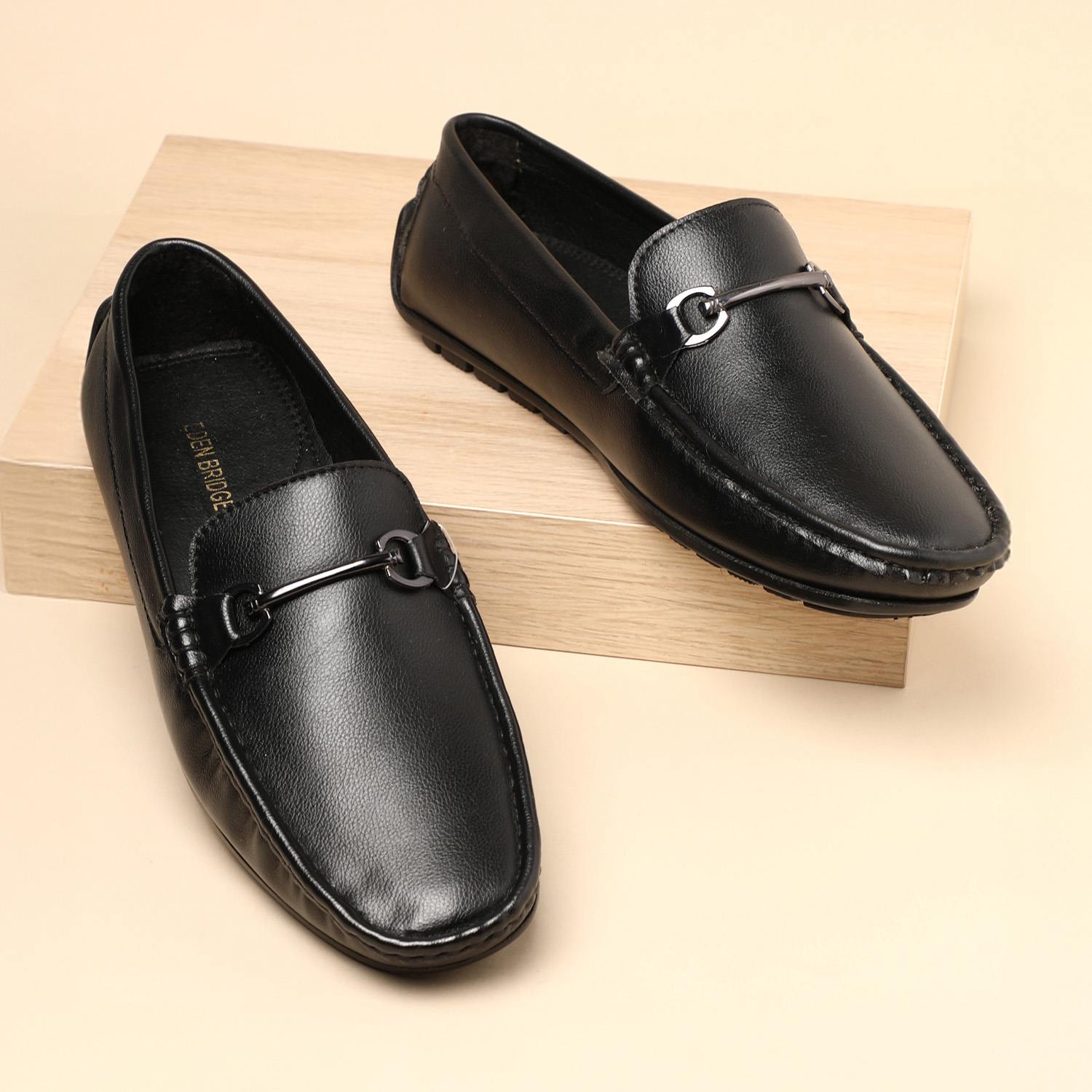 Men Black Casual Slip-Ons