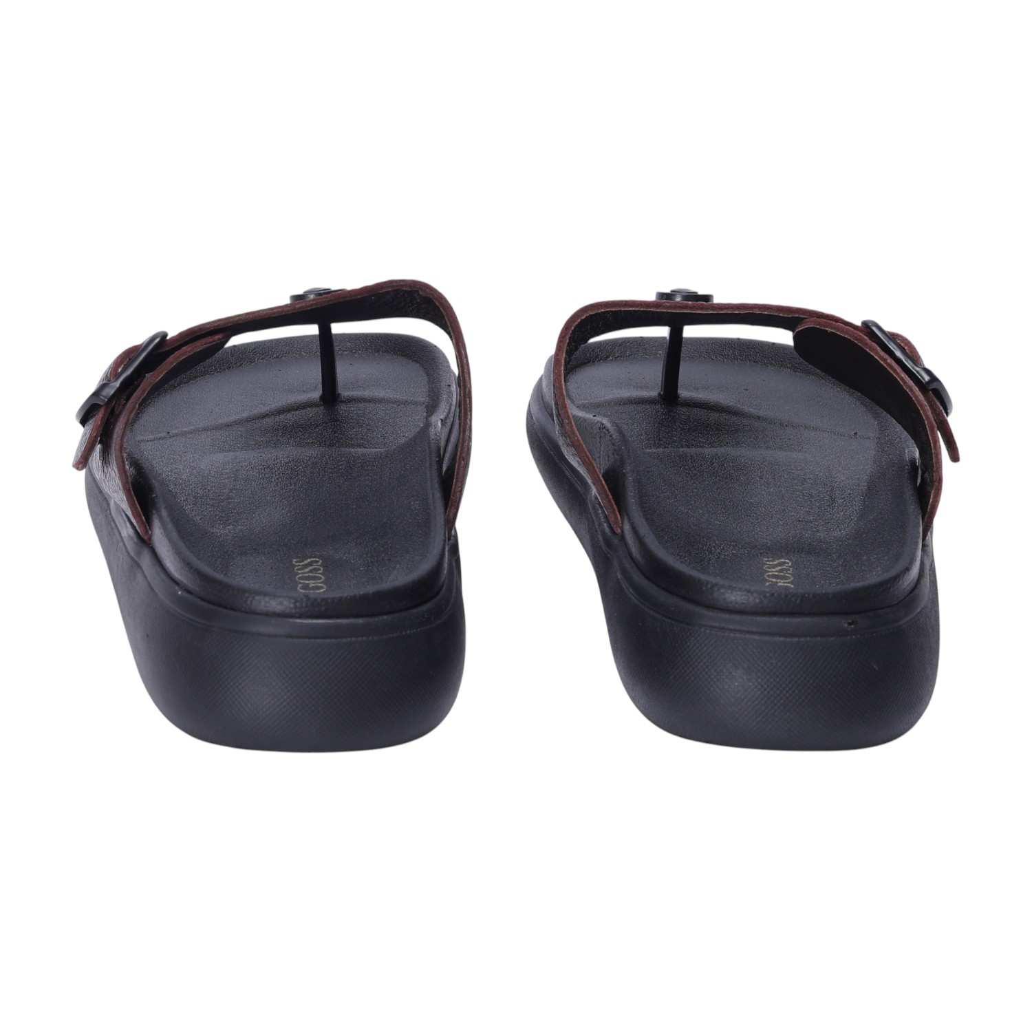 Men Brown Textured Chappals with Adjustable Strap