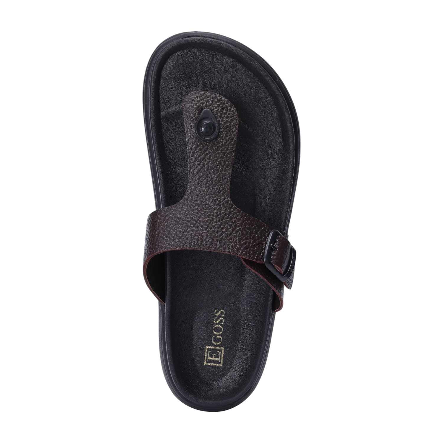 Men Brown Textured Chappals with Adjustable Strap