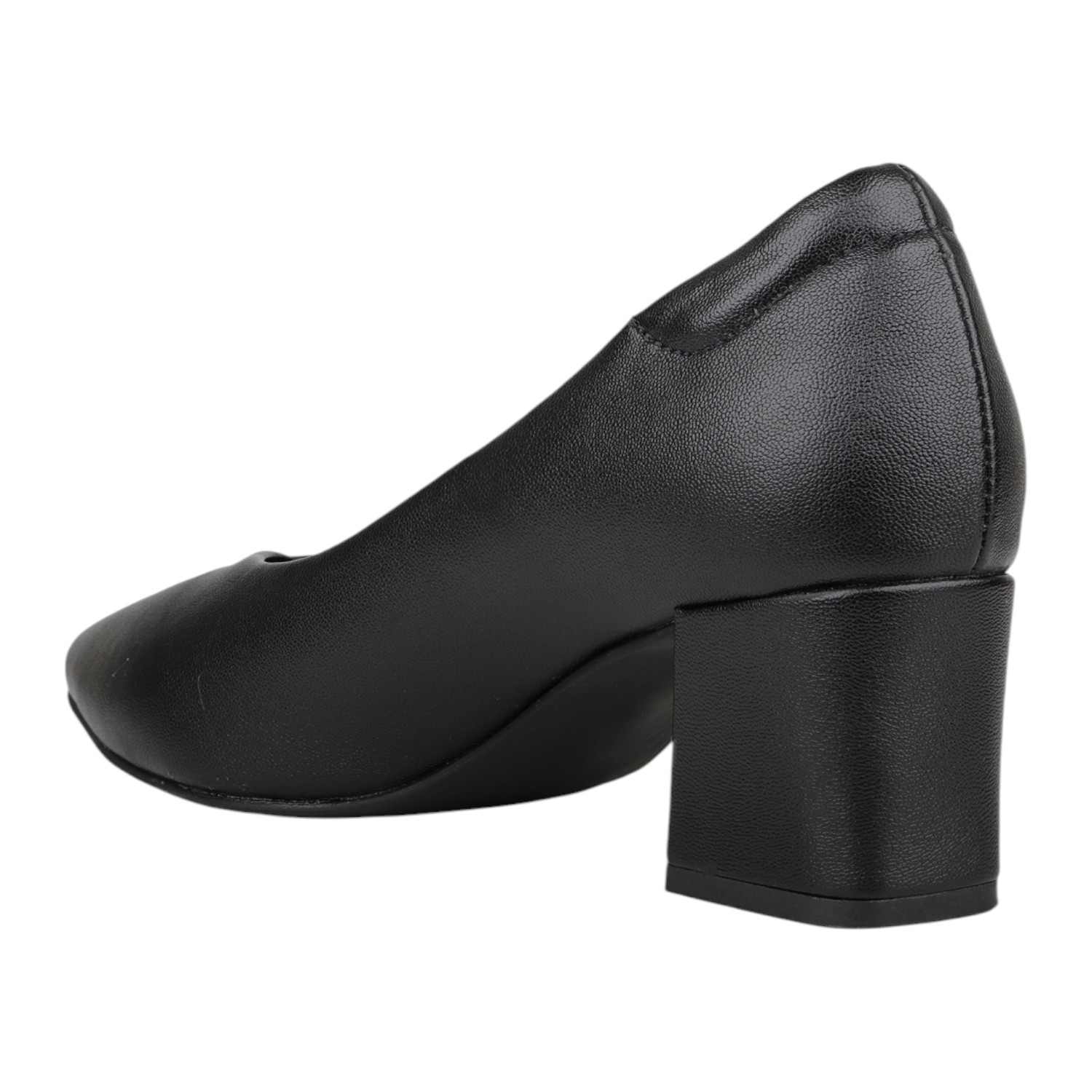 Women Black Pointed Toe Block Heel Pumps