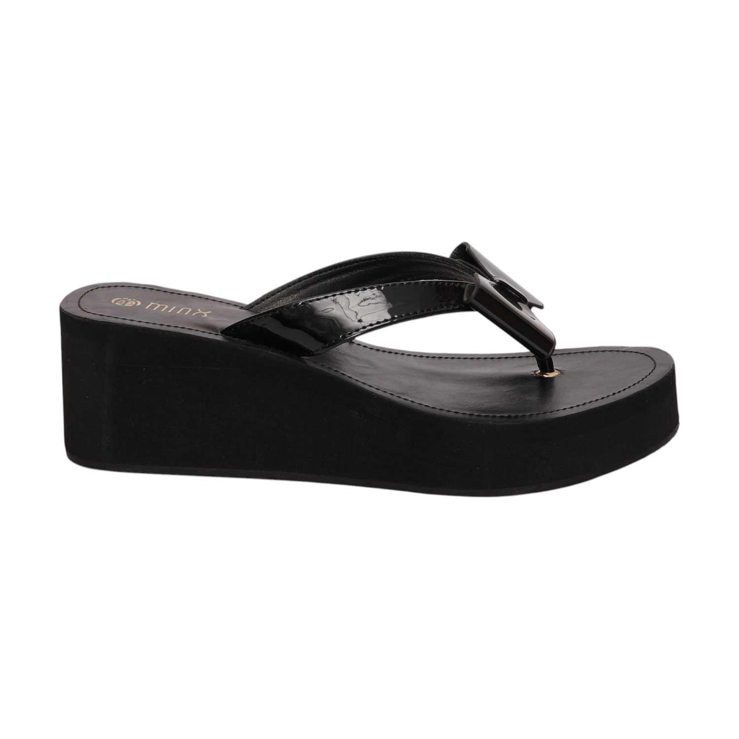 Women Black Elegant Bow Wedge Sandals