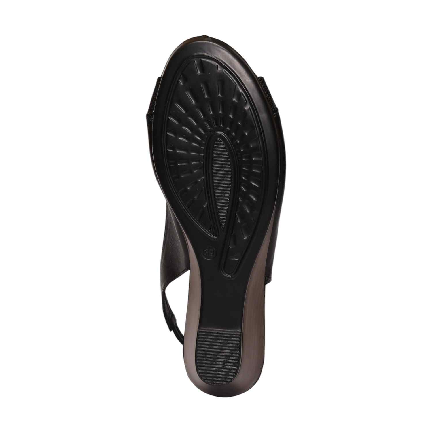 Women Black Sandals Wedge Sandals With Textured Strap