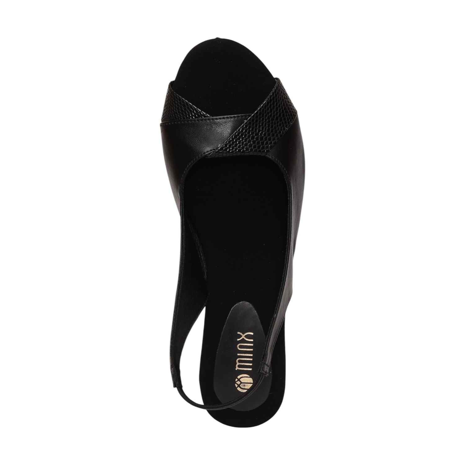 Women Black Sandals Wedge Sandals With Textured Strap