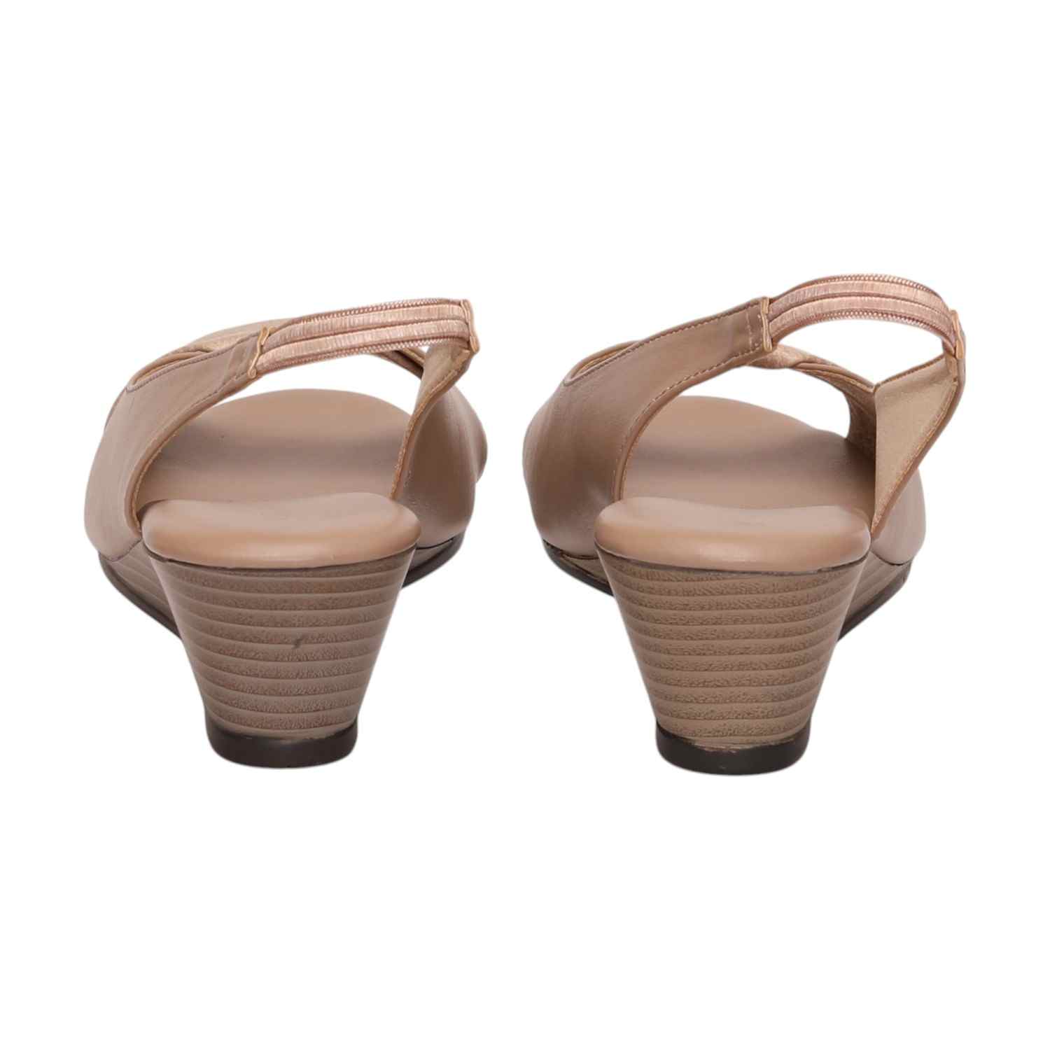 Women Nude Sandals Wedge Sandals With Textured Strap
