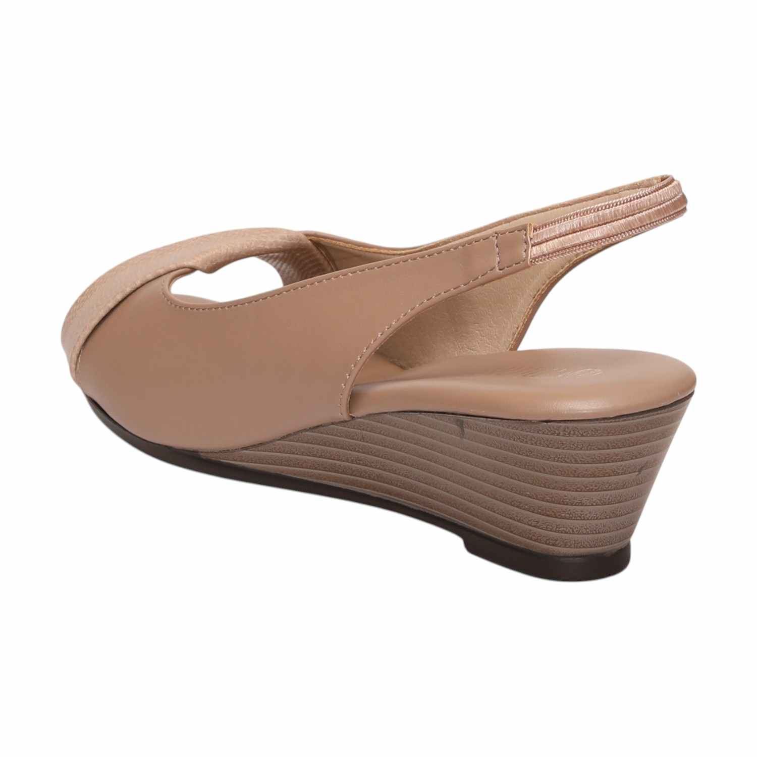 Women Nude Sandals Wedge Sandals With Textured Strap