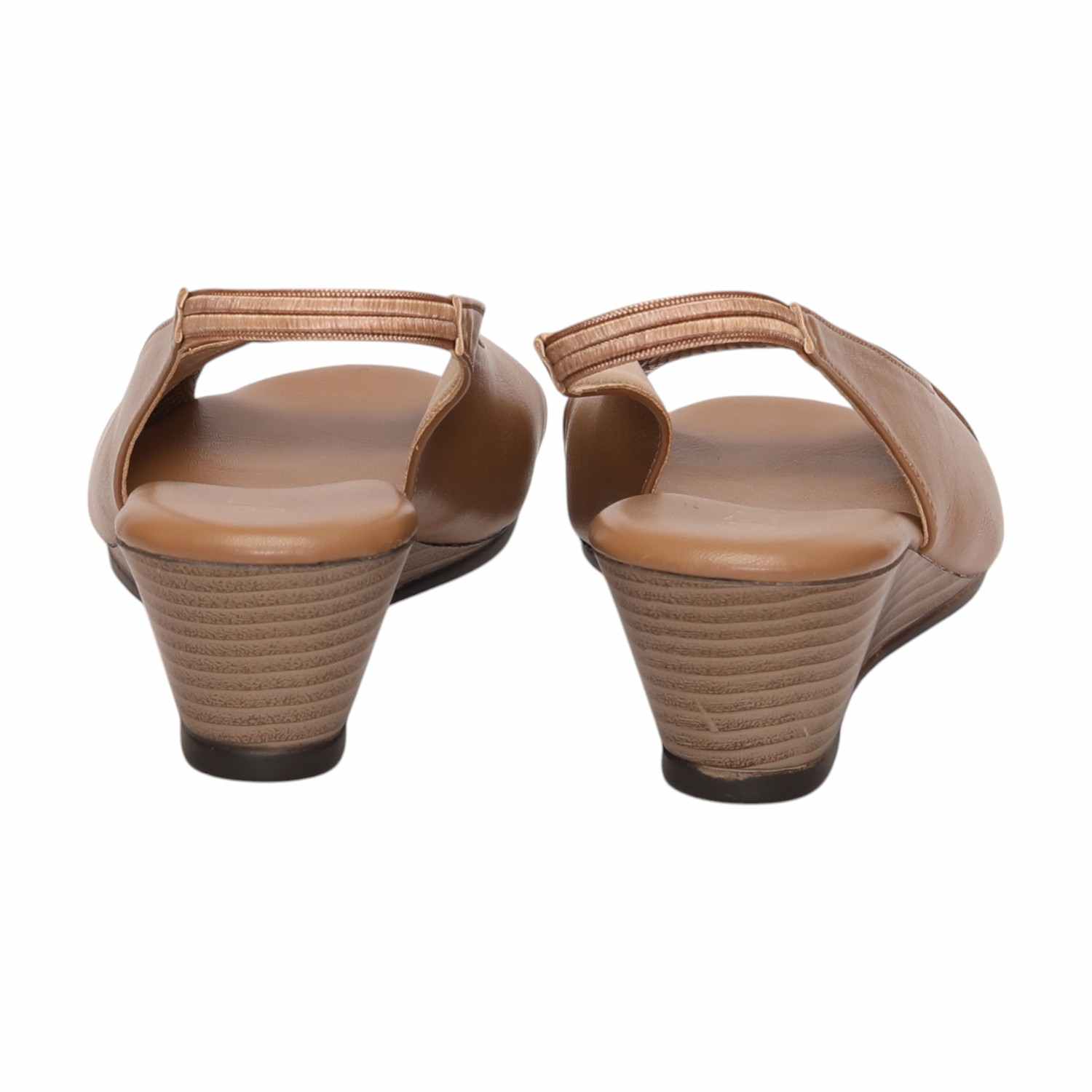 Women Tan Sandals Wedge Sandals With Textured Strap