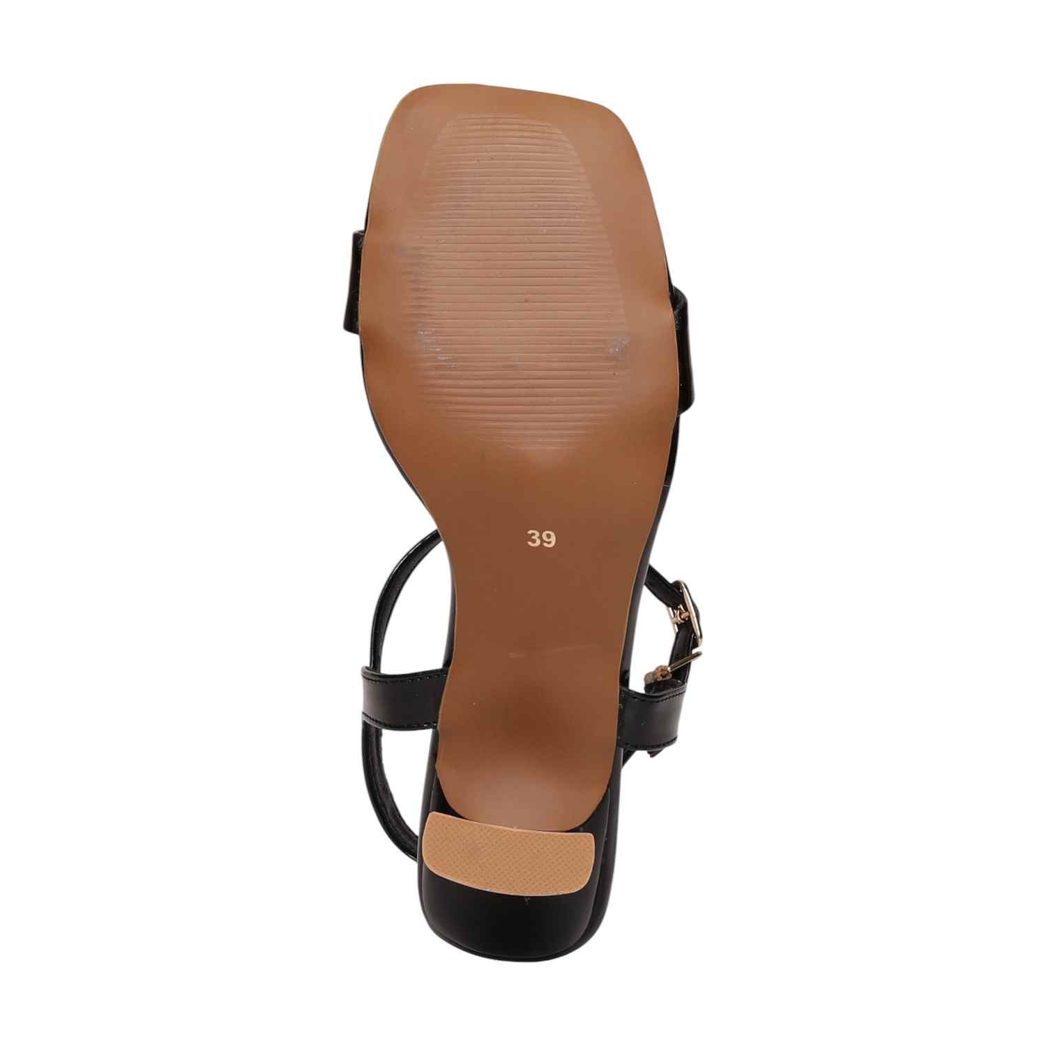 Women Black Sandals With Textured Strap
