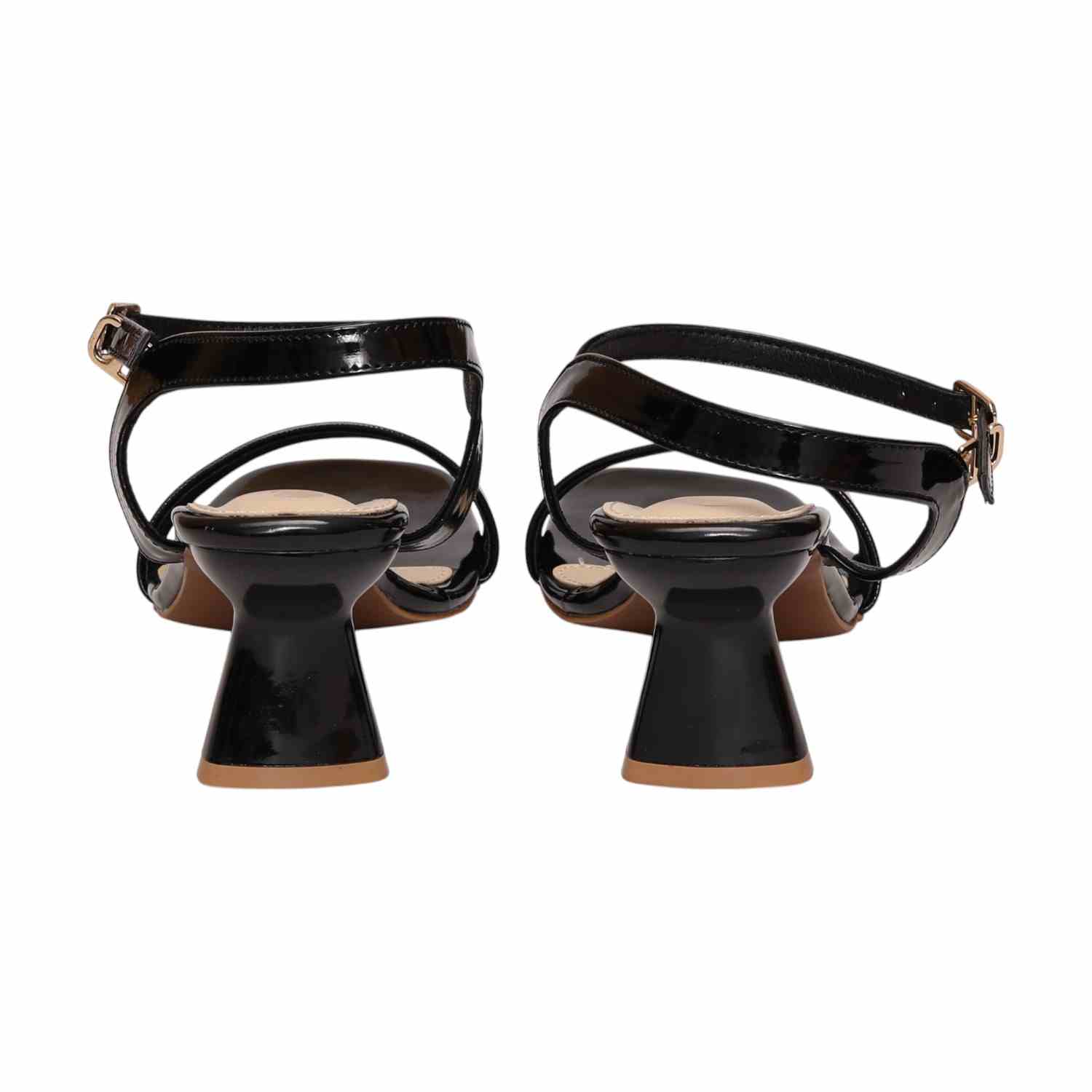 Women Black Sandals With Textured Strap
