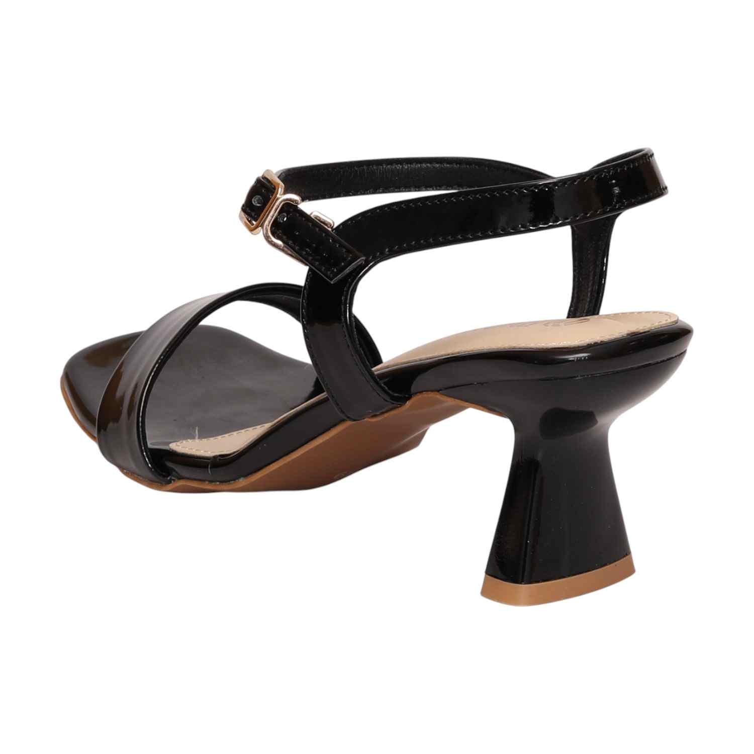 Women Black Sandals With Textured Strap