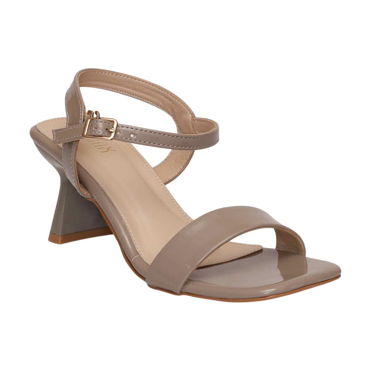Women Khaki Sandals With Textured Strap