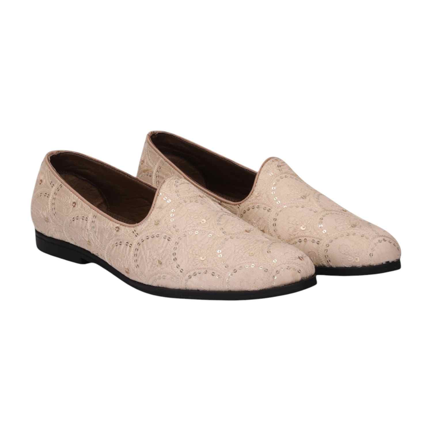 Men Beige Ethnic Joothis Slip On