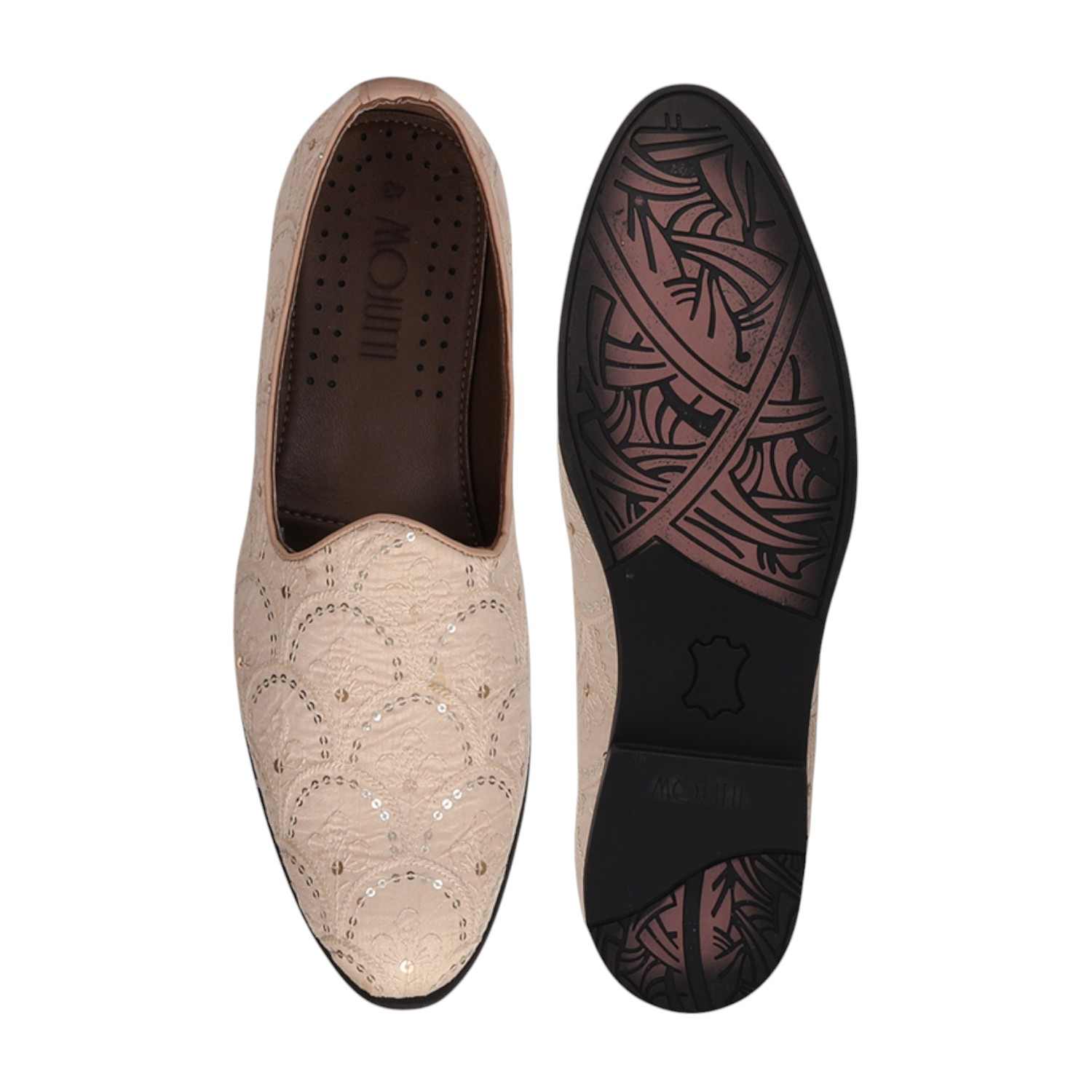 Men Beige Ethnic Joothis Slip On