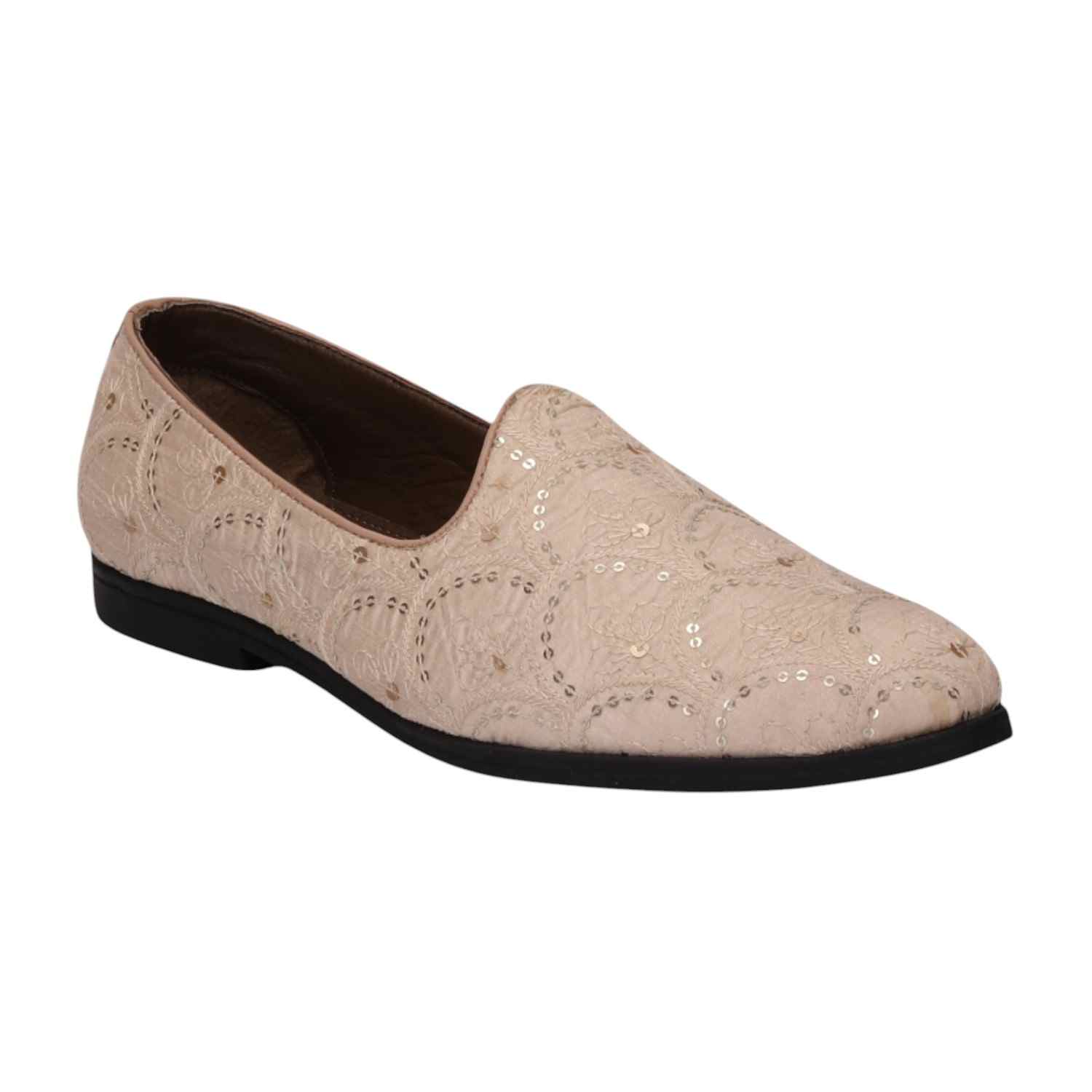 Men Beige Ethnic Joothis Slip On