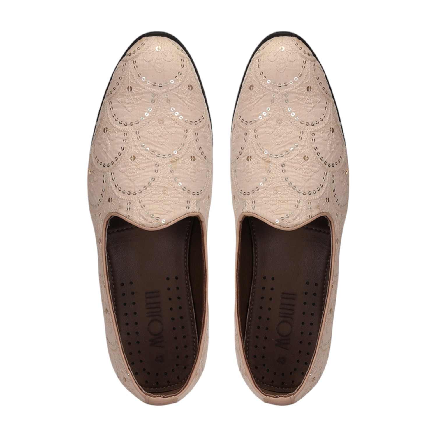 Men Beige Ethnic Joothis Slip On
