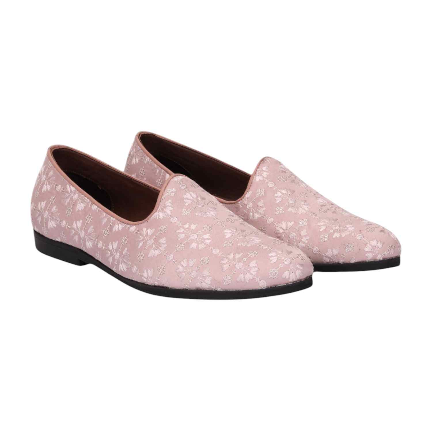 Men Pink Ethnic Joothis Slip On