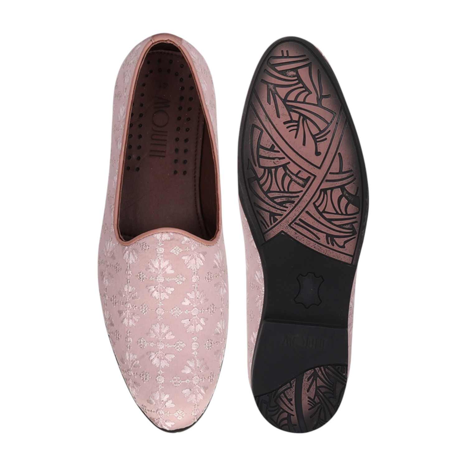 Men Pink Ethnic Joothis Slip On