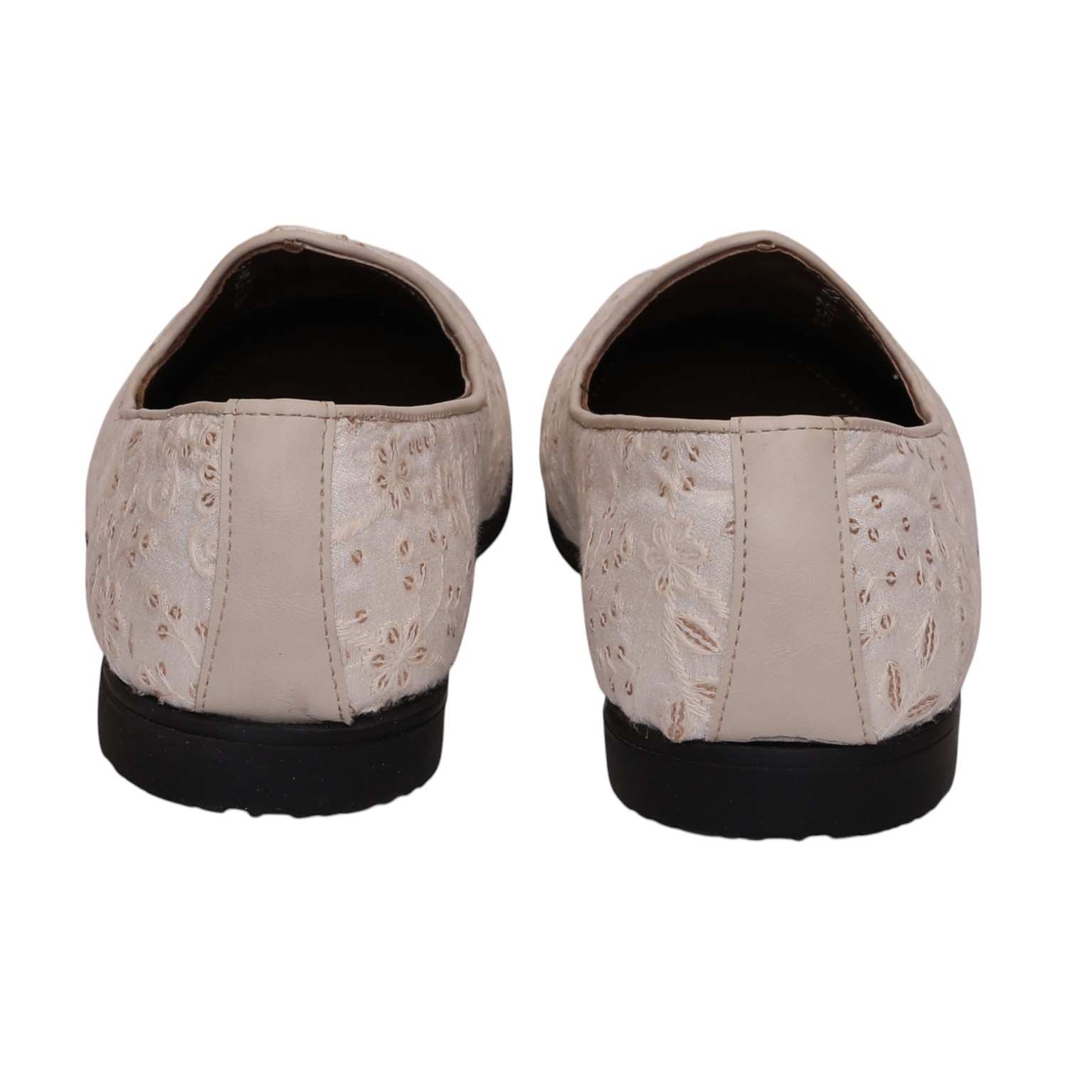Men Beige Embroidered Ethnic Joothis Slip On