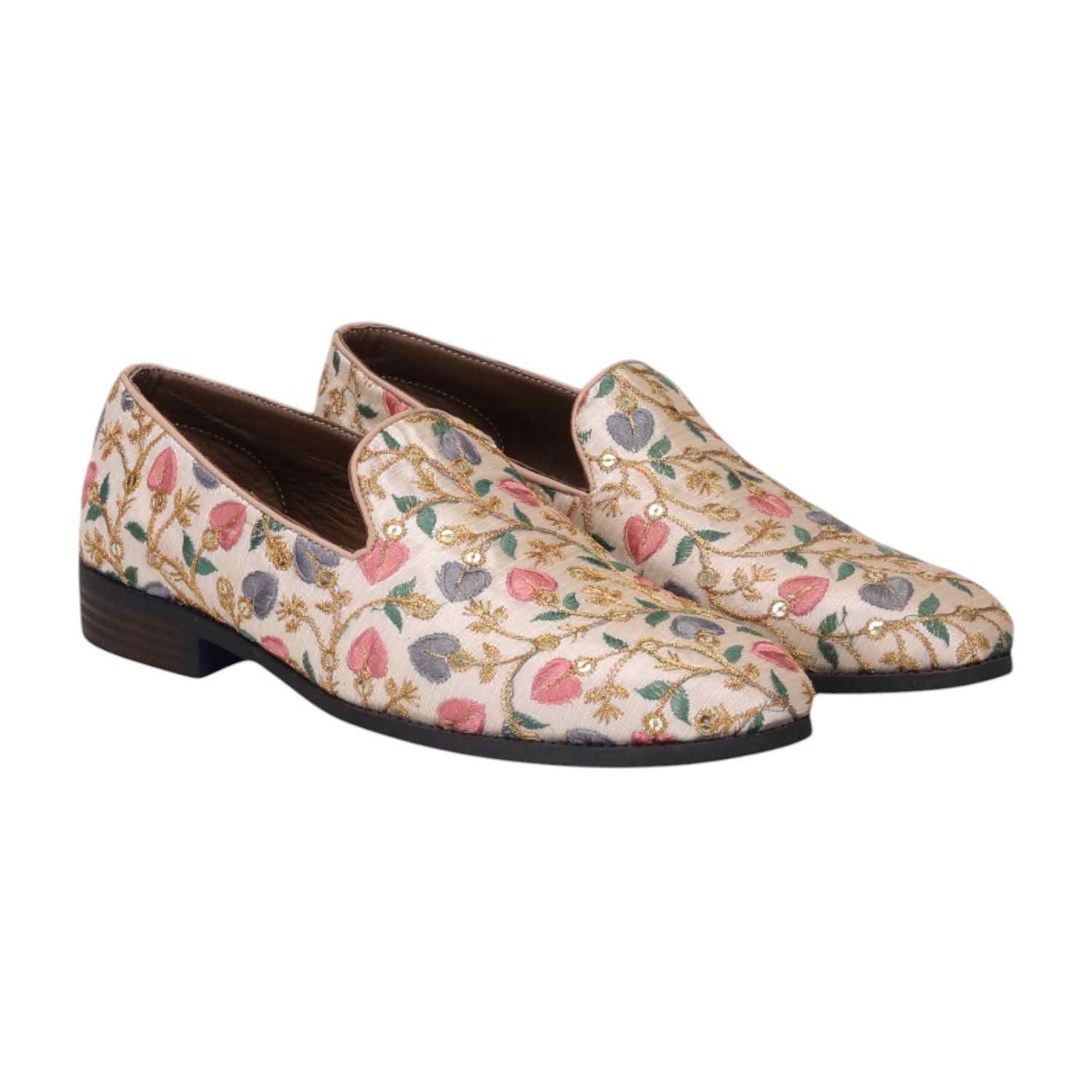 Men Beige Ethnic Joothis Slip On