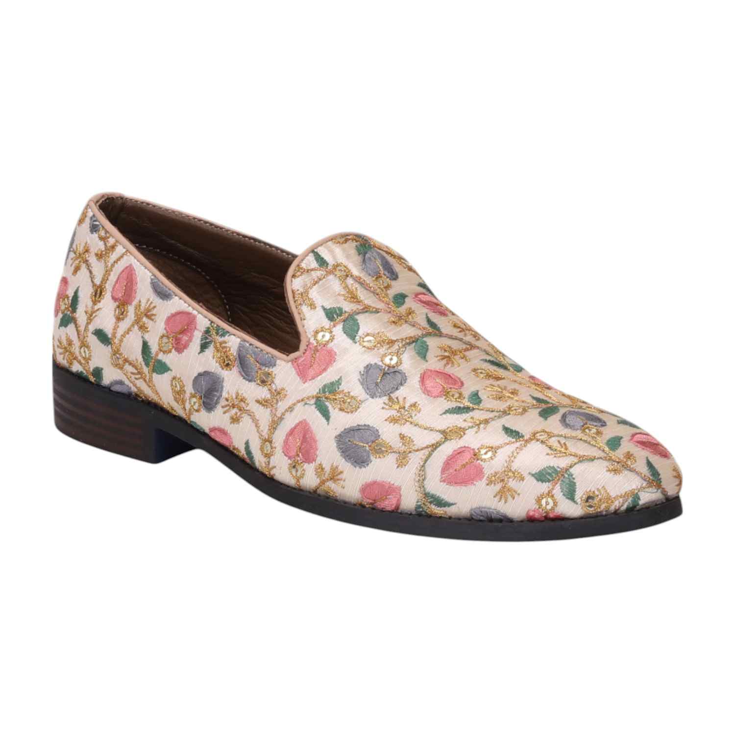 Men Beige Ethnic Joothis Slip On