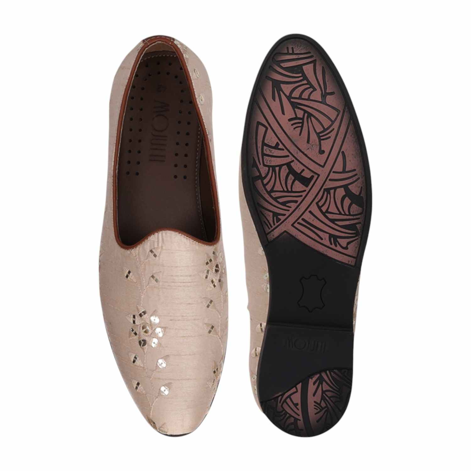 Men Beige Ethnic Joothis Slip On
