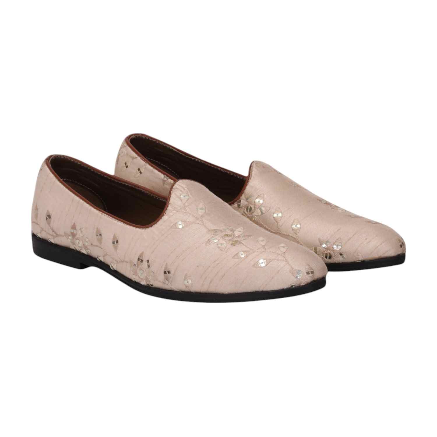 Men Beige Ethnic Joothis Slip On