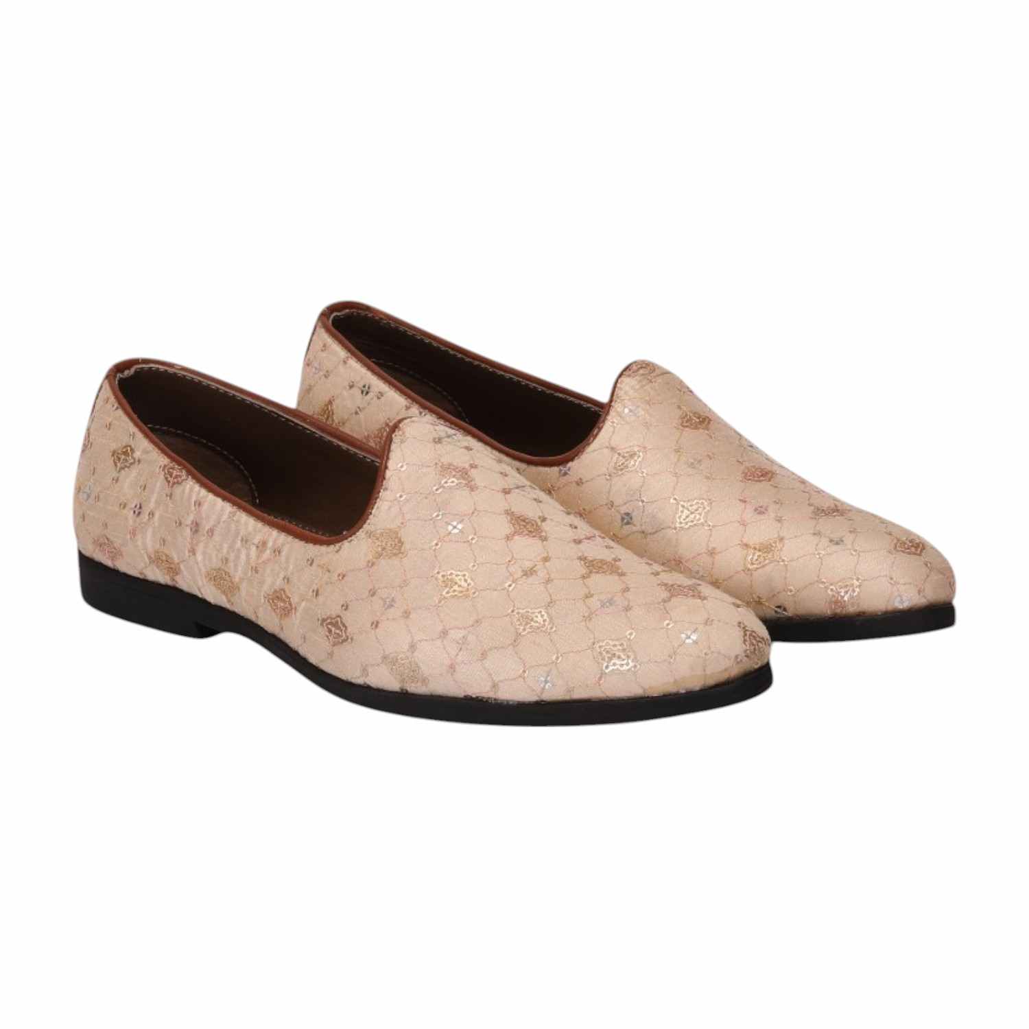 Men Beige Ethnic Joothis Slip On