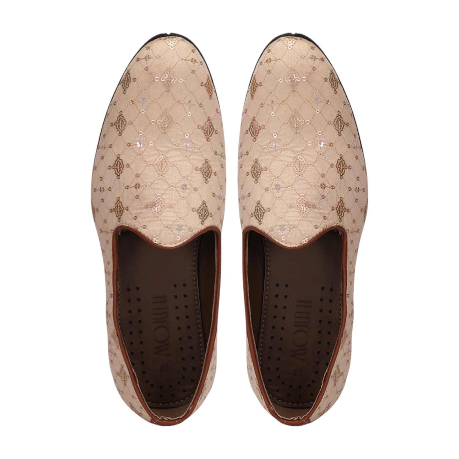 Men Beige Ethnic Joothis Slip On
