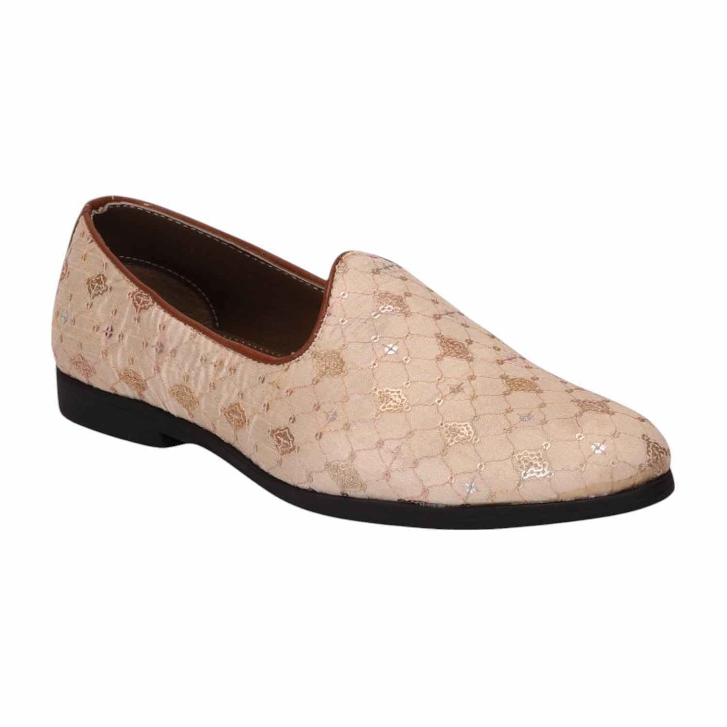 Men Beige Ethnic Joothis Slip On
