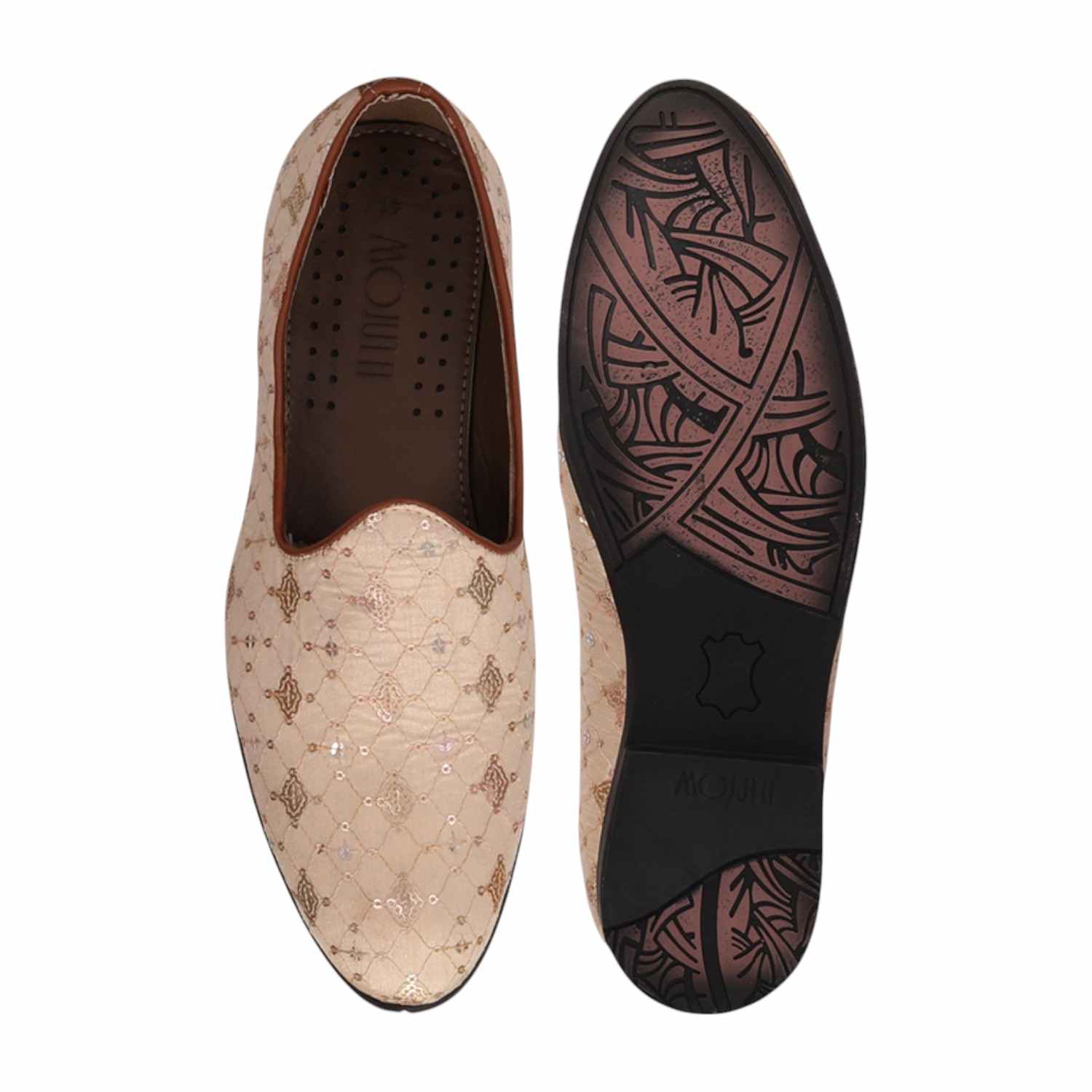 Men Beige Ethnic Joothis Slip On