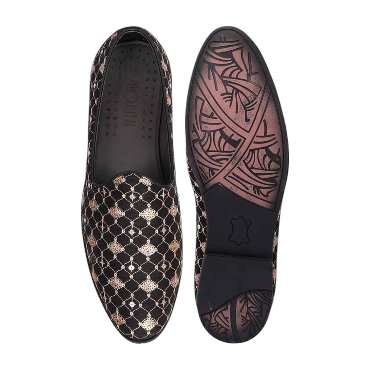 Men Black Ethnic Joothis Slip On