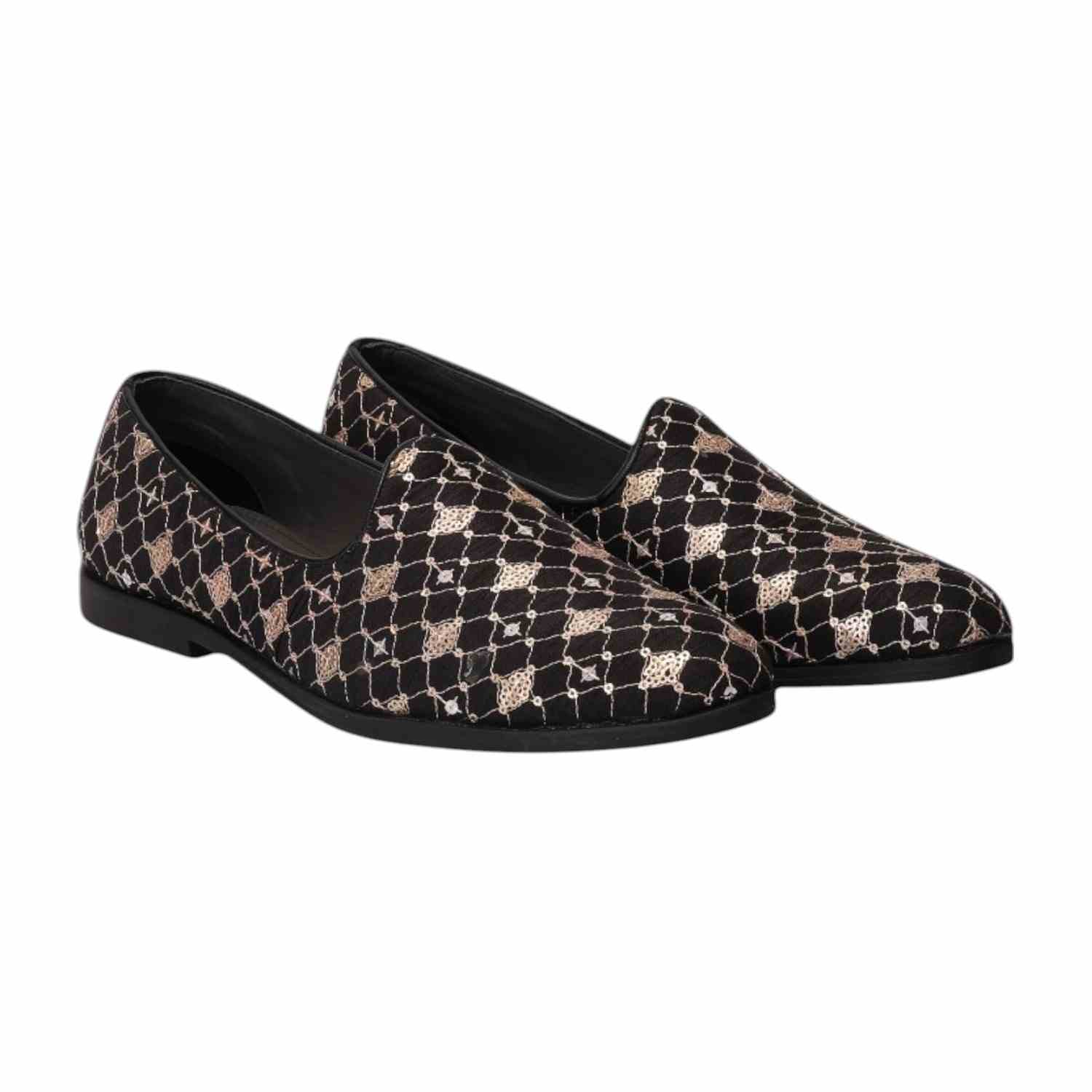 Men Black Ethnic Joothis Slip On