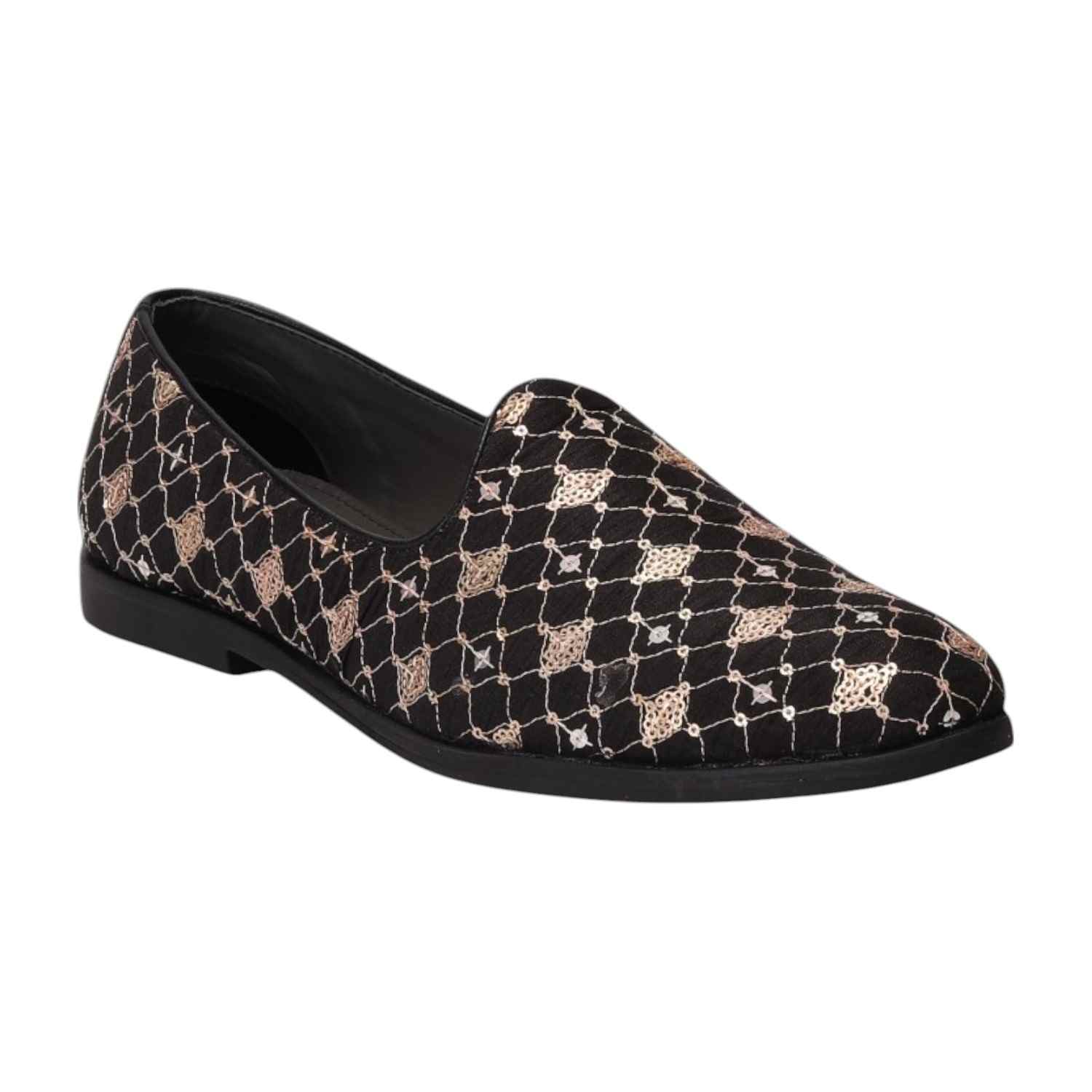 Men Black Ethnic Joothis Slip On