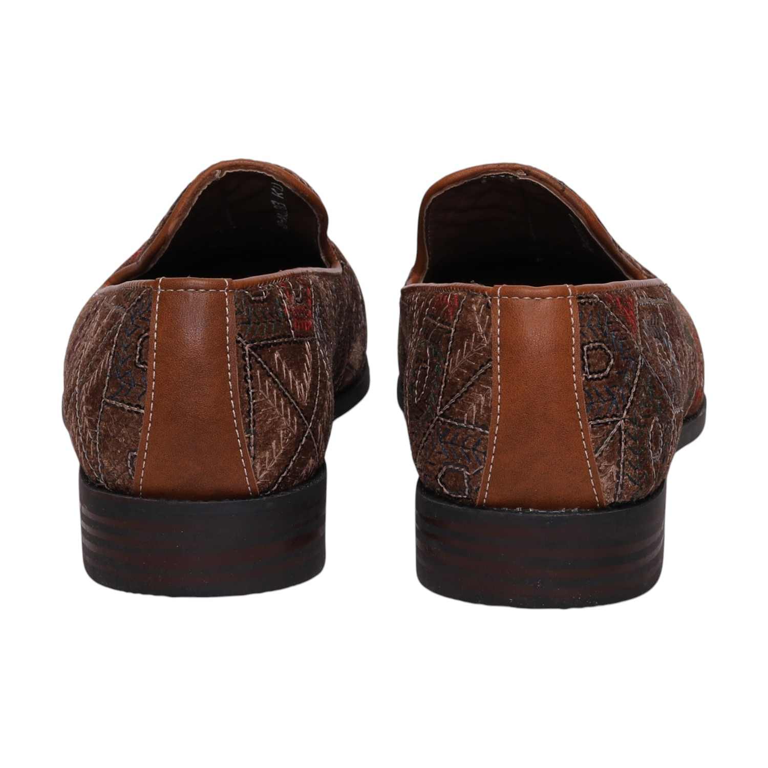 Men Beige Embroidered Ethnic Joothis Slip On