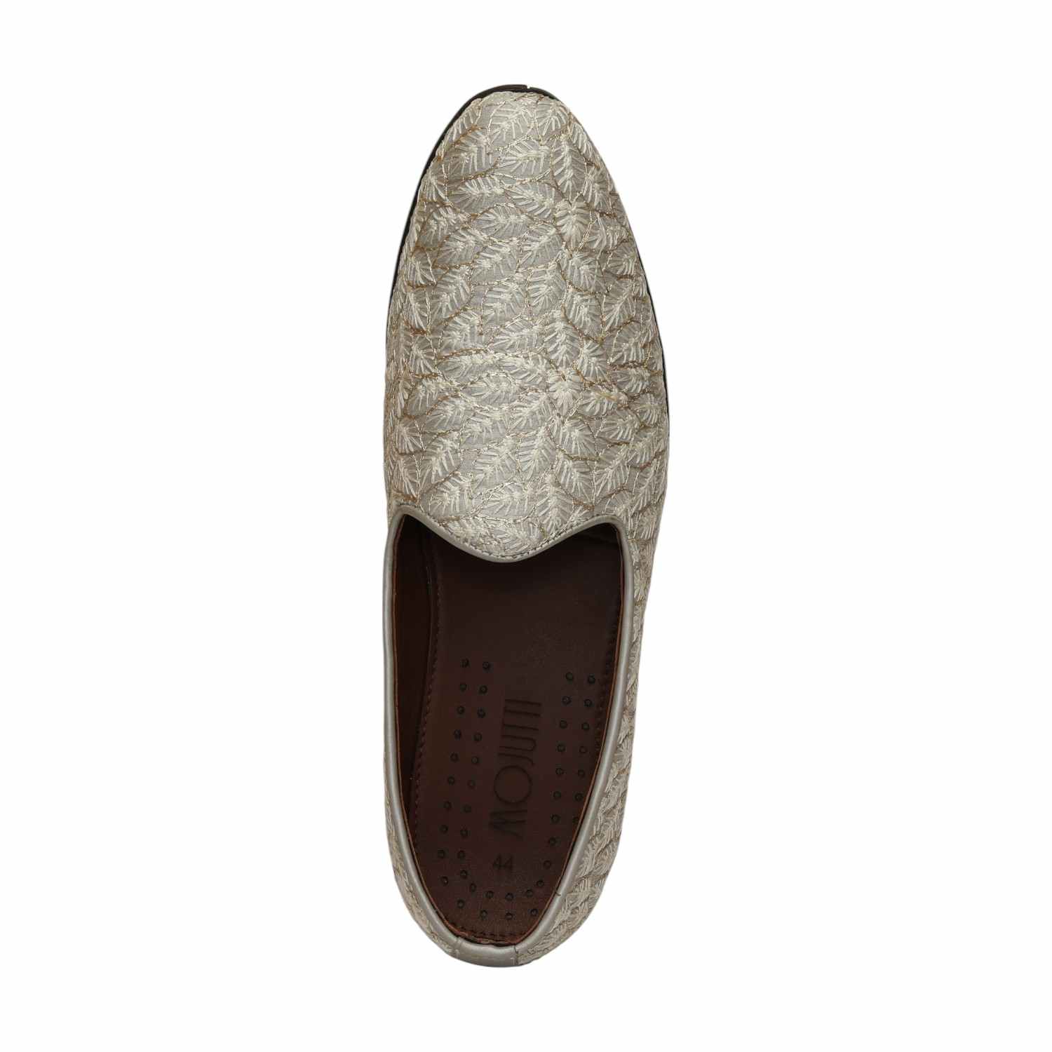Men Grey Embroidered Ethnic Joothis Slip On