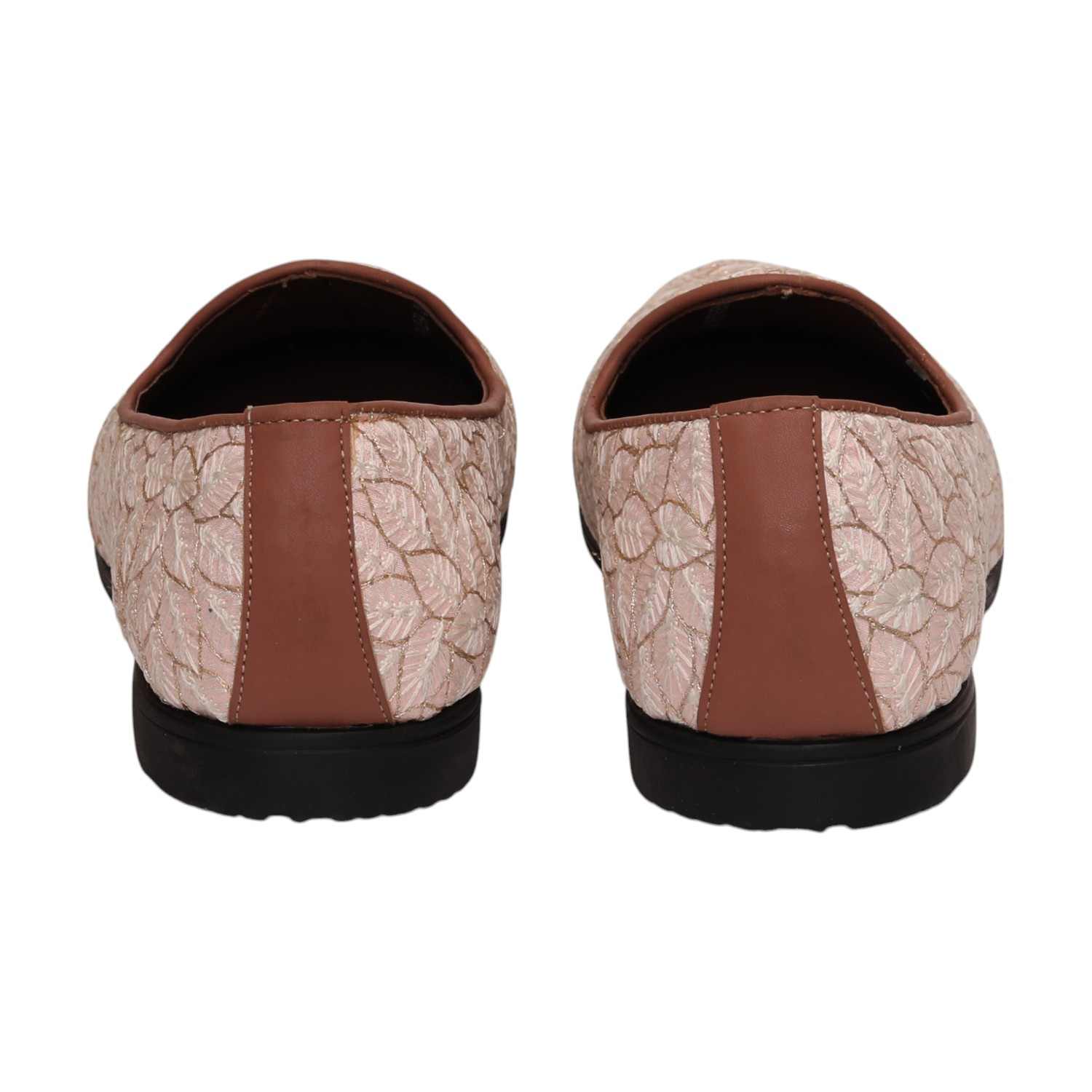 Men Peach Embroidered Ethnic Joothis Slip On